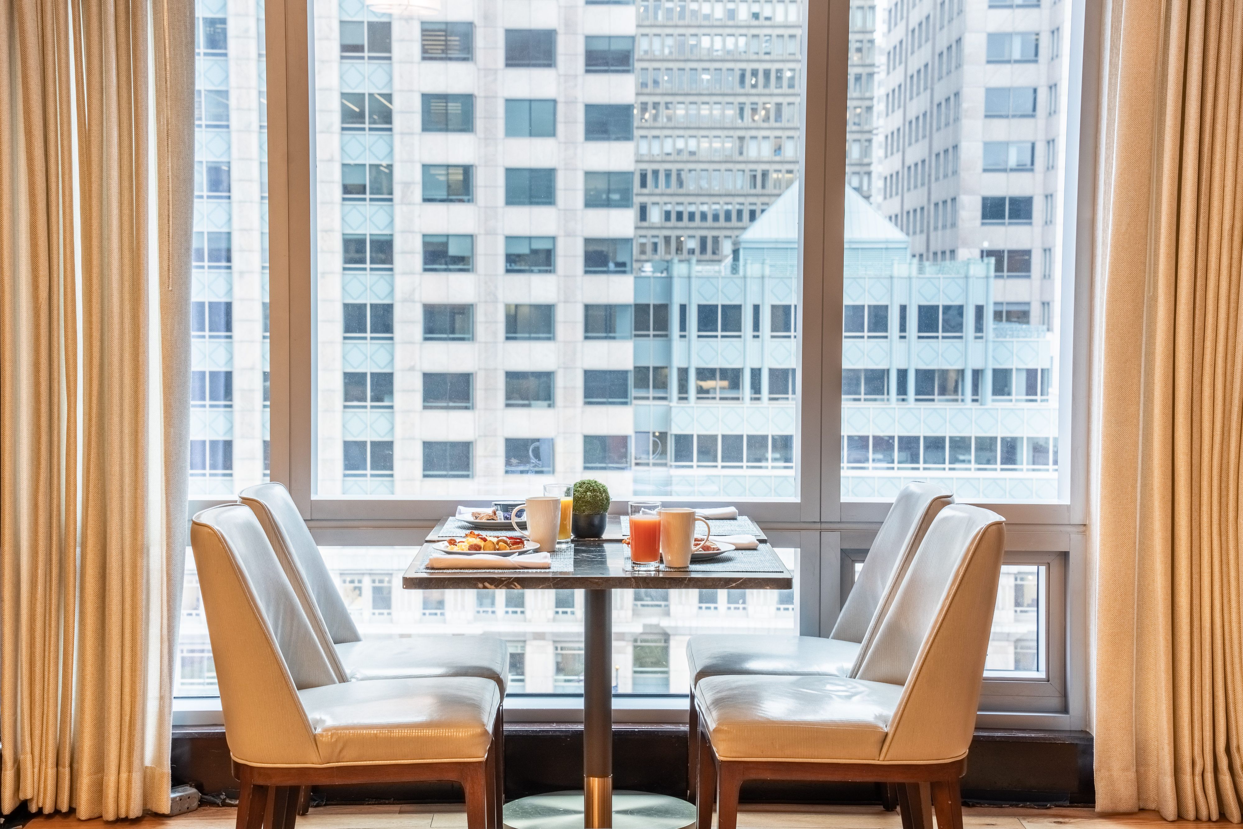 Table set with view of the city