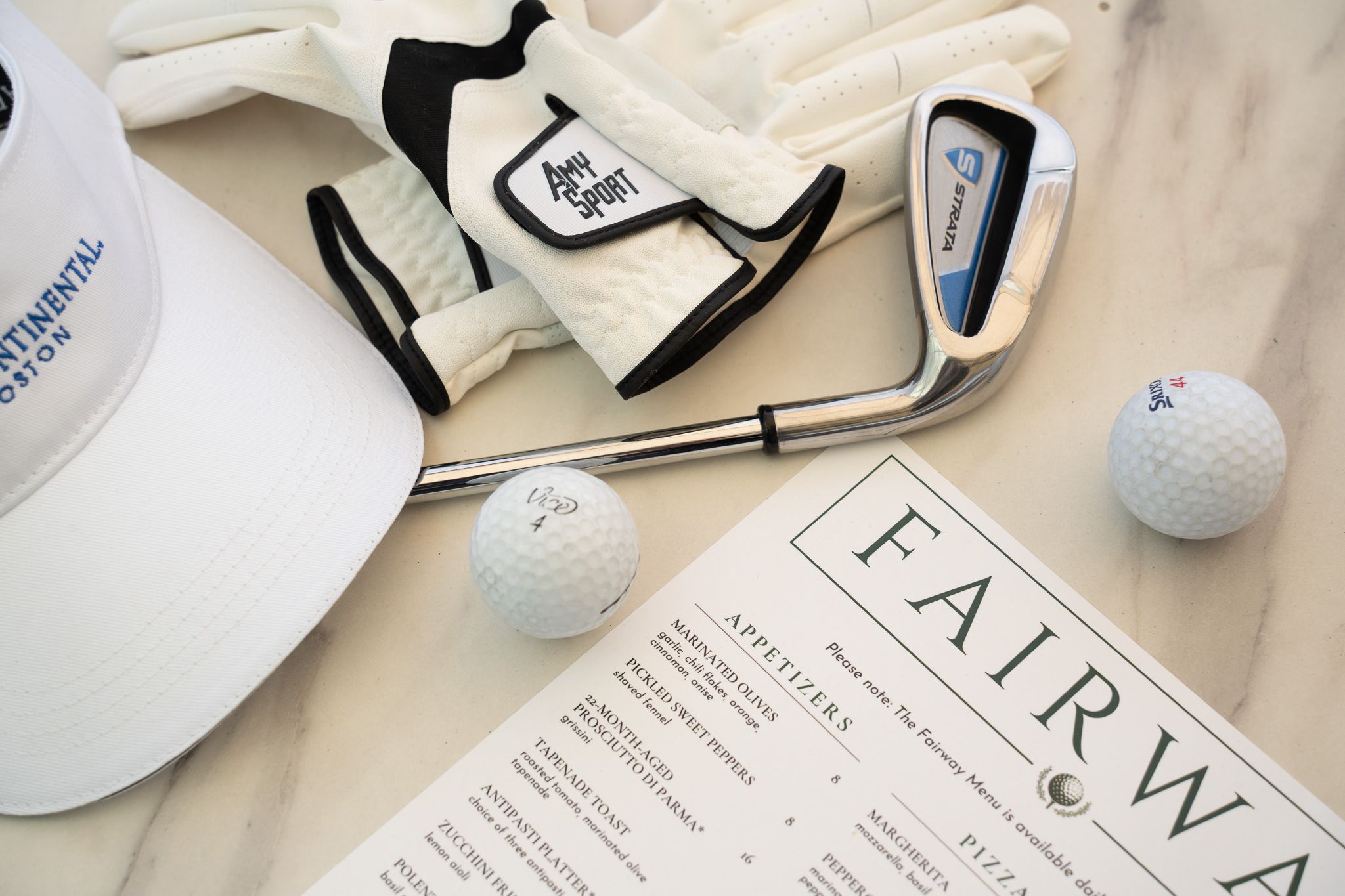 Fairway menu and golf supplies.