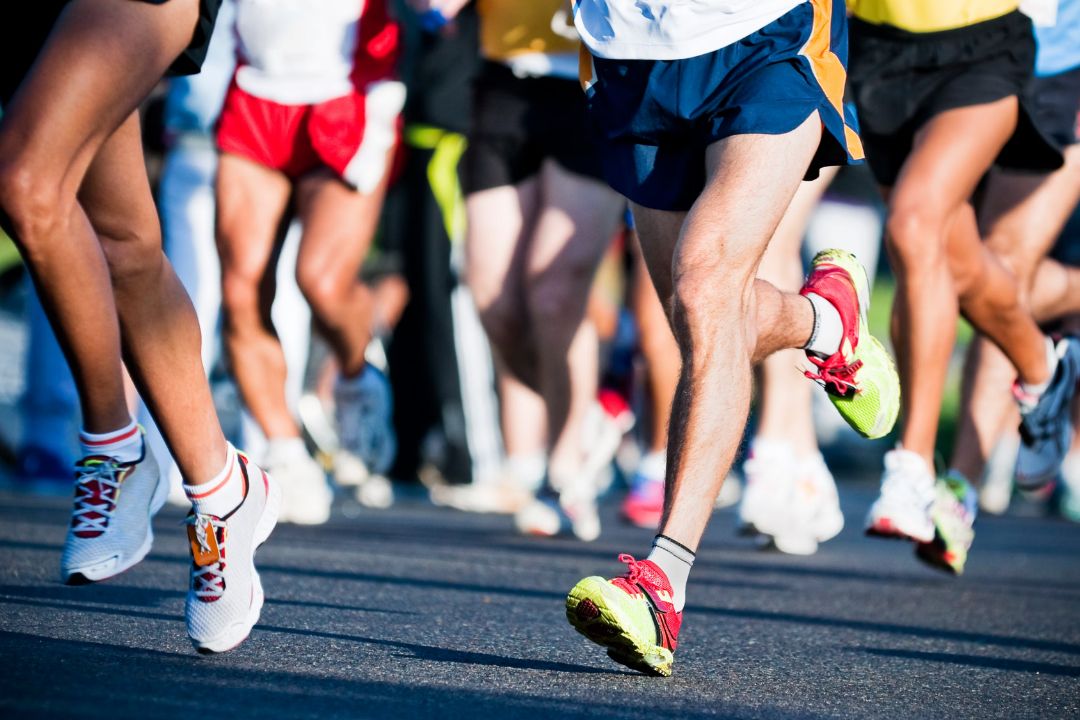 Close up of marathon runner's feet.