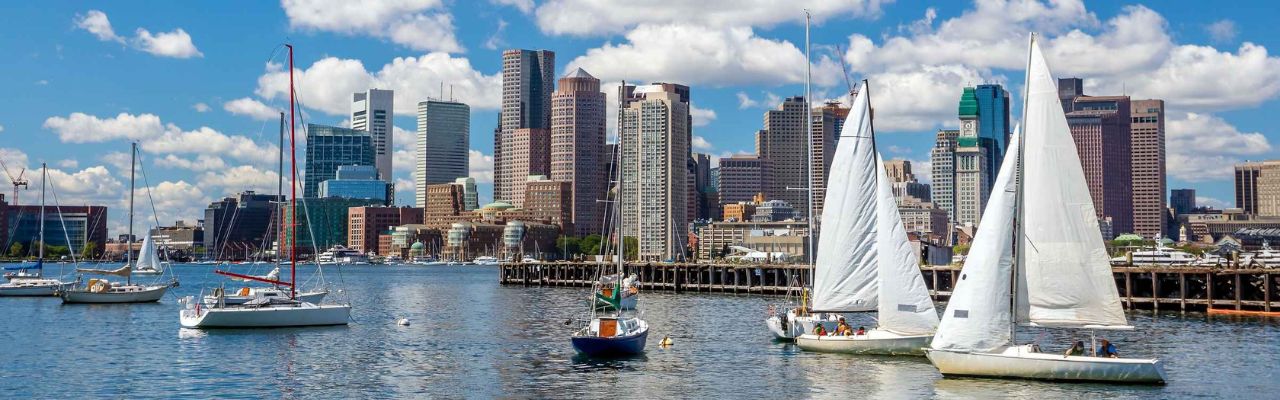 Sailboats on the Boston Harbour.