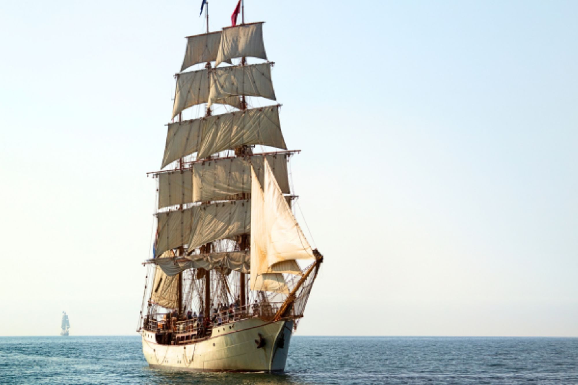 Tall ship in the ocean.