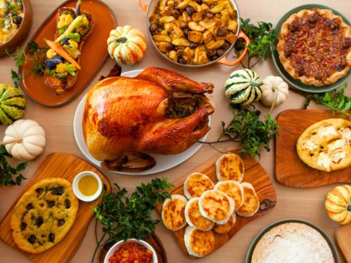 Thanksgiving dinner spread