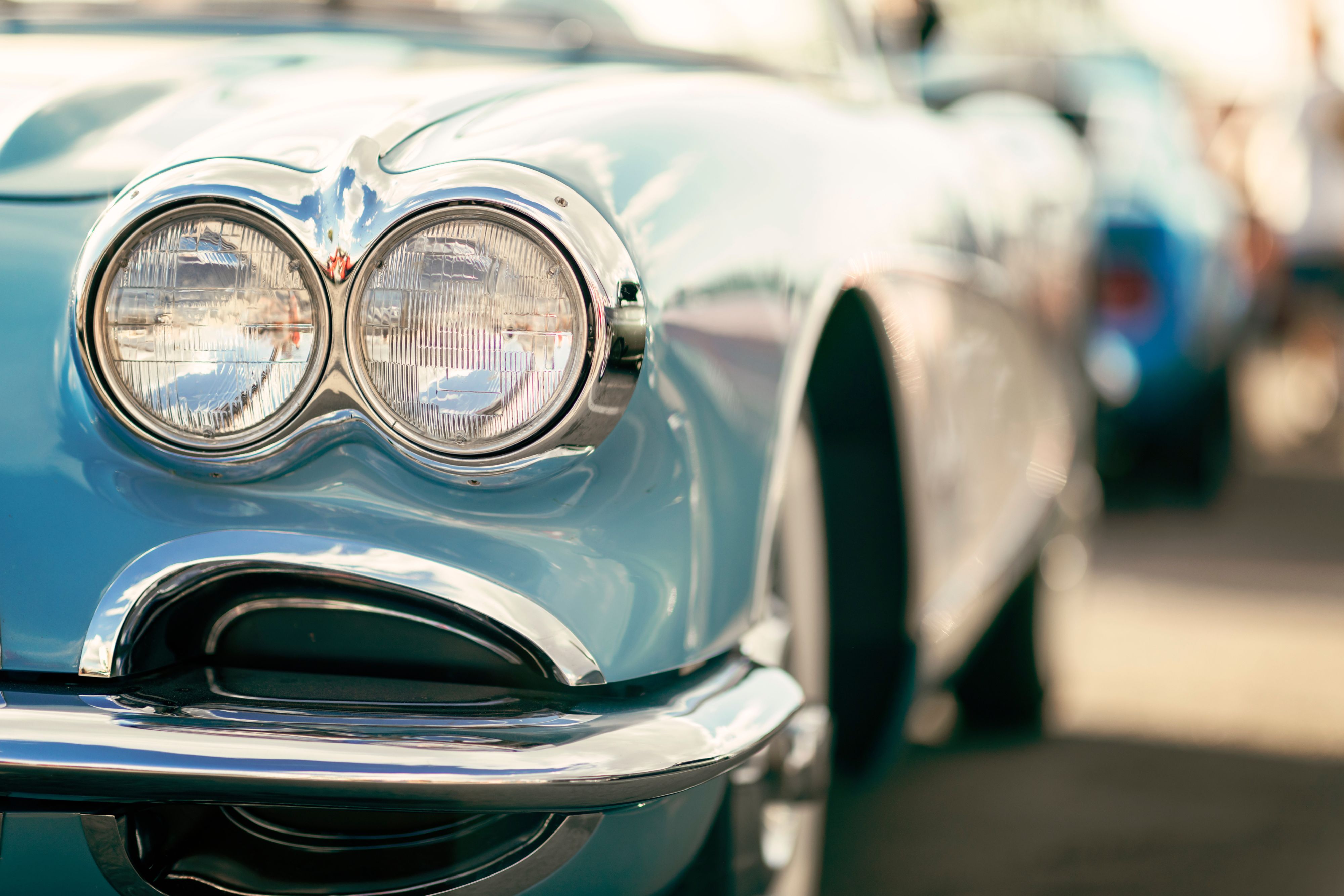 Vintage blue car.