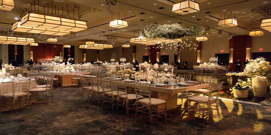 IC Boston wedding space with white flowers