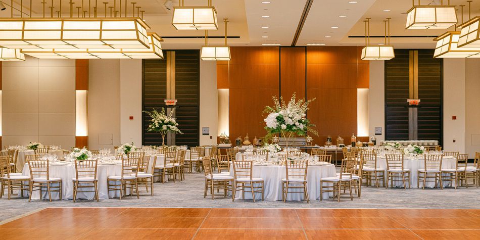IC Boston wedding space with white flowers