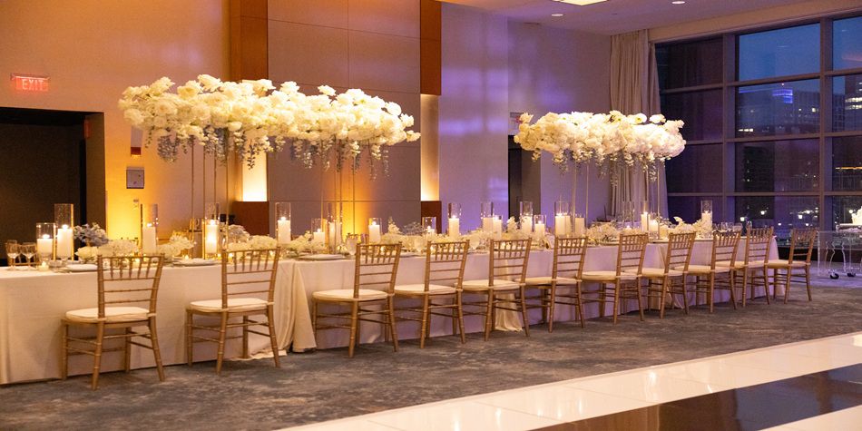 IC Boston wedding space with white flowers