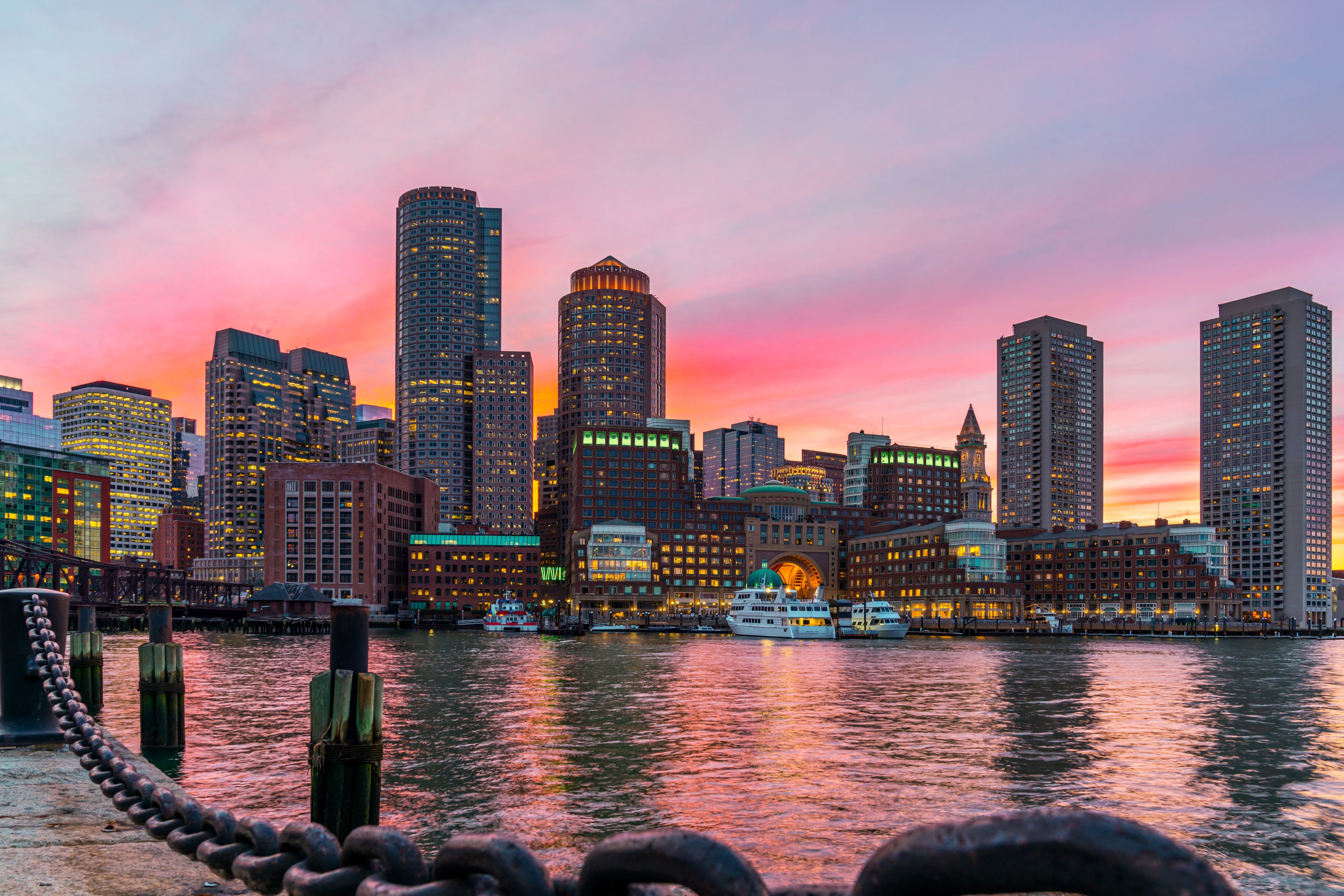 City of Boston during sunset