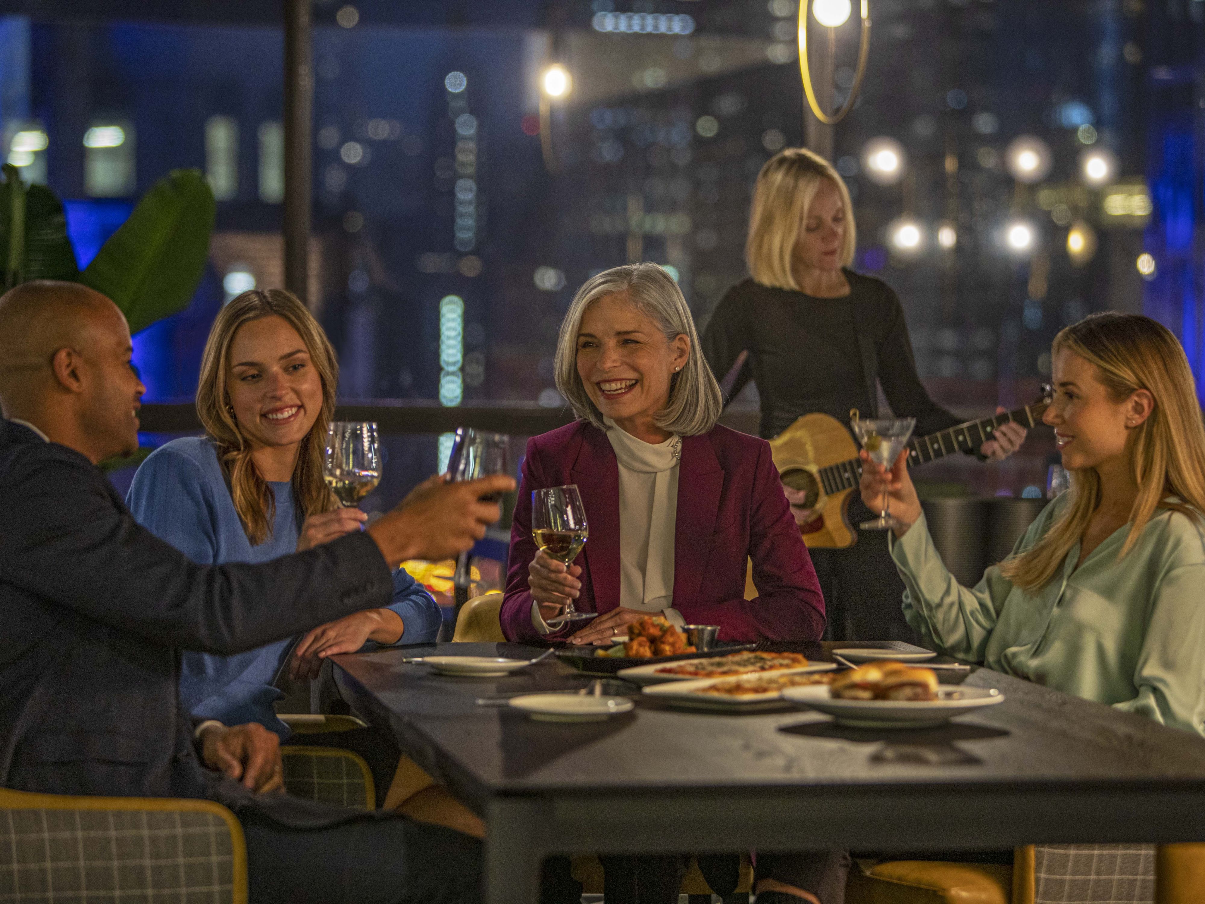 Group of people eating after event