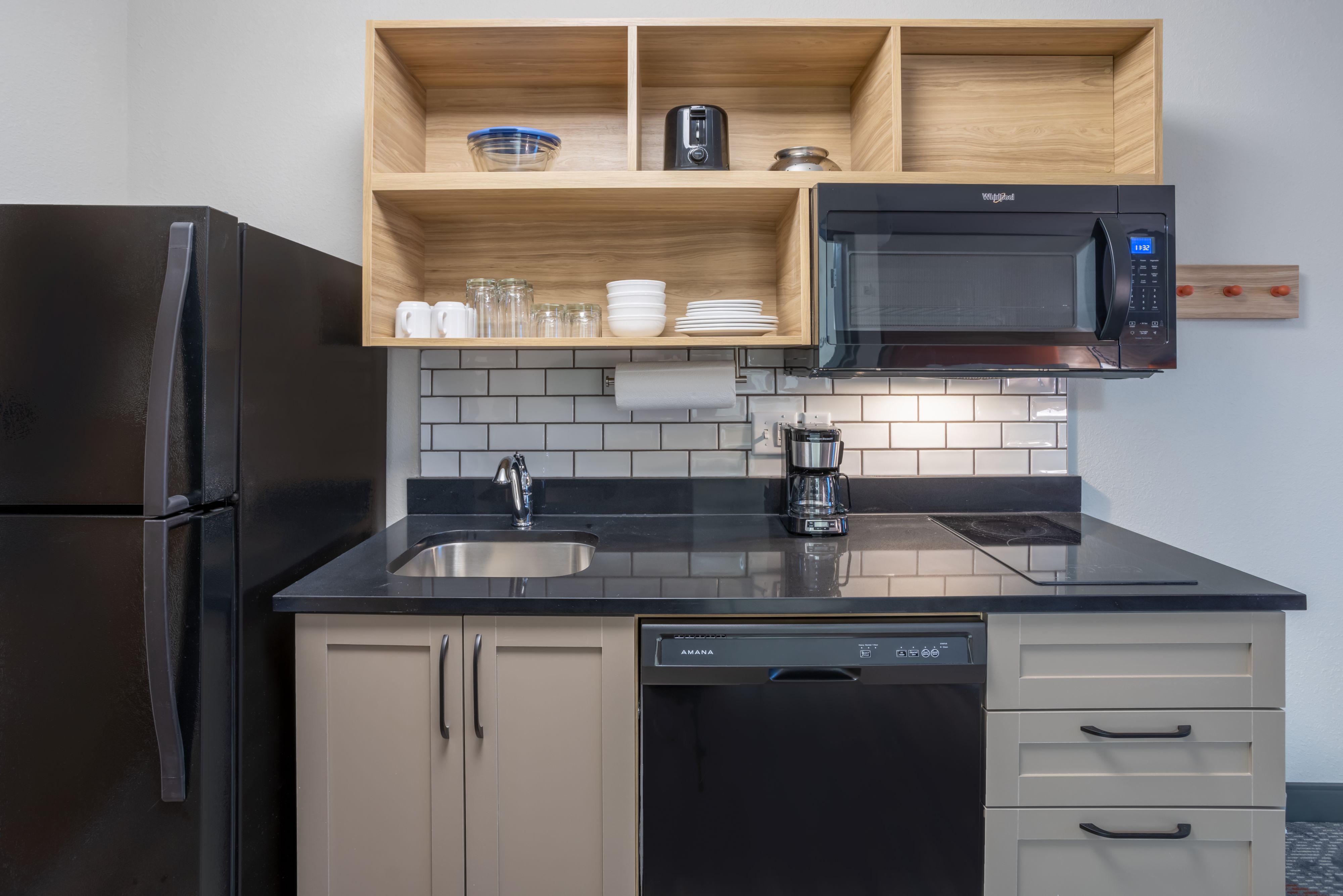 In-room kitchenettes with full-sized refrigerator and dishwasher