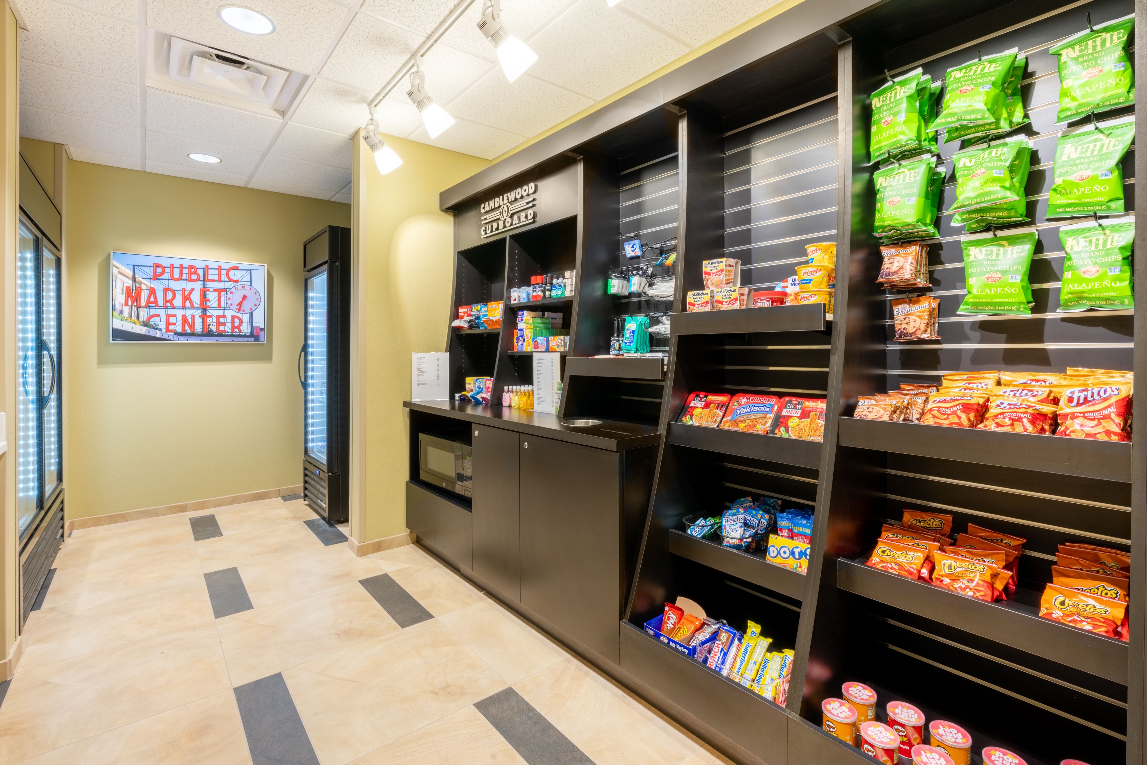 The Candlewood Cupboard offers snacks and miscellaneous items.
