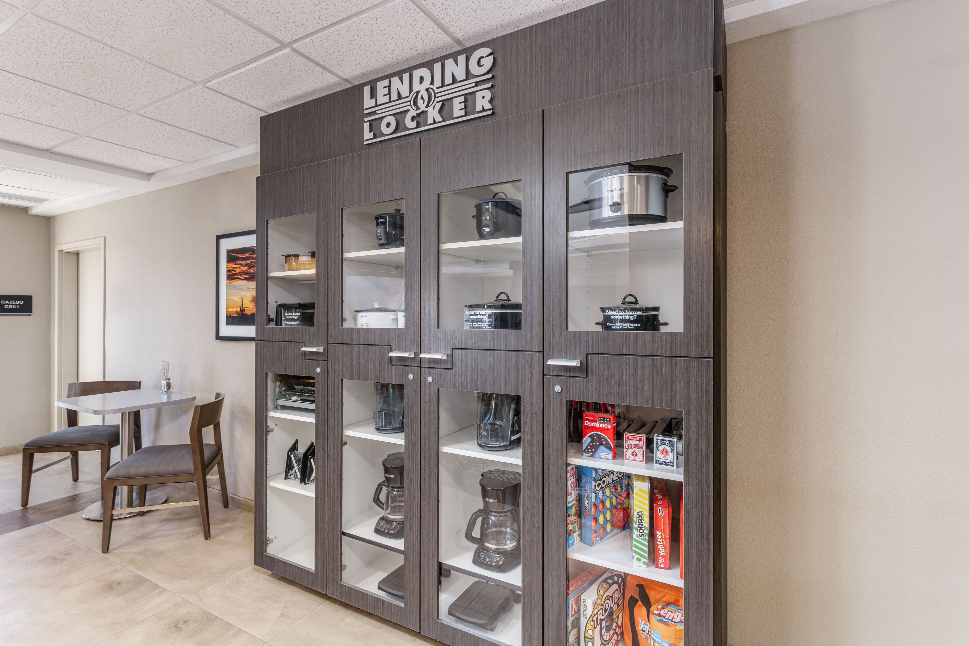 Games and small appliances available in our guest Lending Locker.