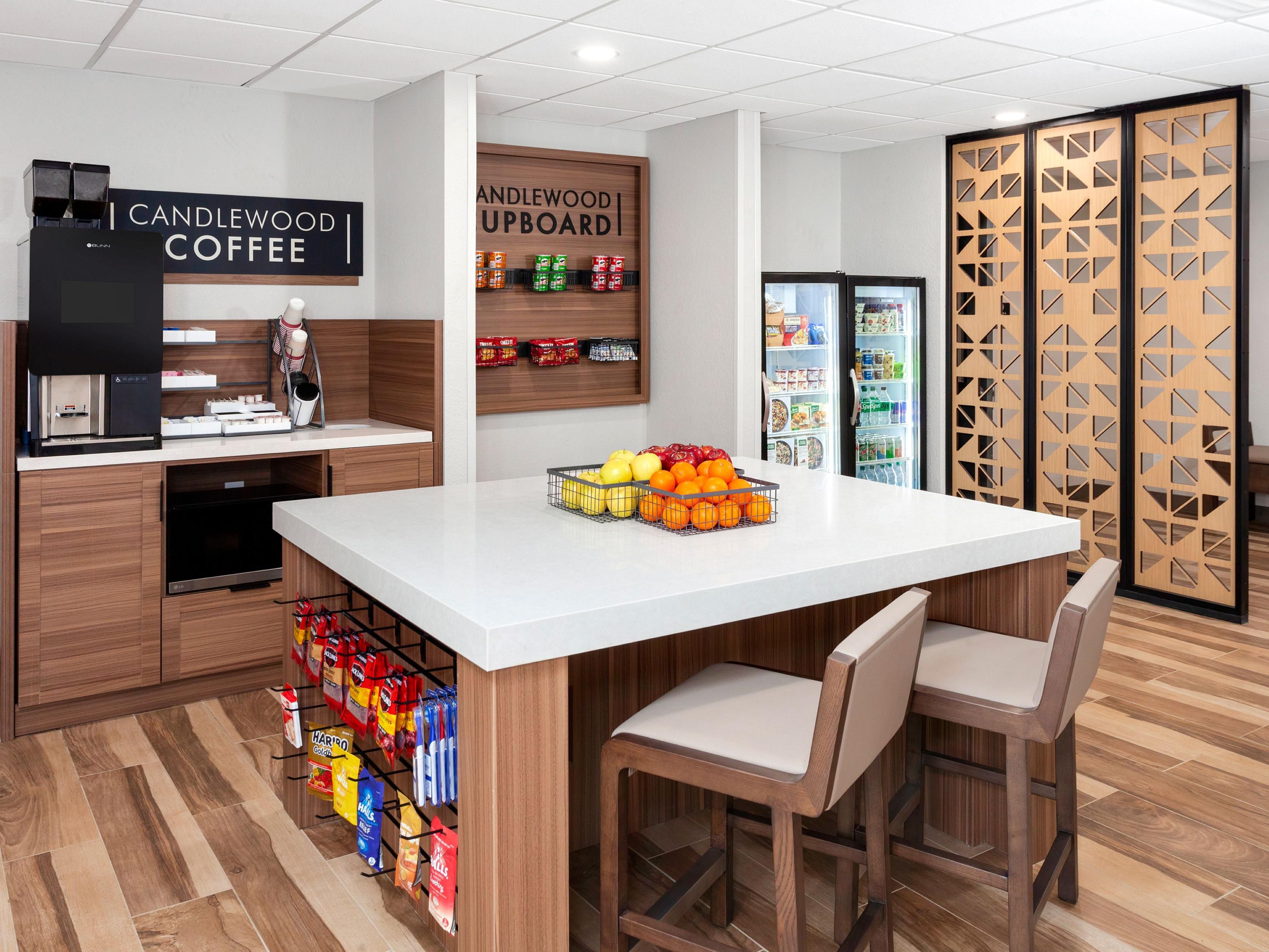 Feel at home in our pet-friendly hotel in Columbus, OH, with amenities for a convenient stay. Take advantage of our suites with full kitchens, free guest laundry facilities, an outdoor gazebo and grill, and The Candlewood Cupboard, our 24-hour market. We have all the essentials you need and more. 