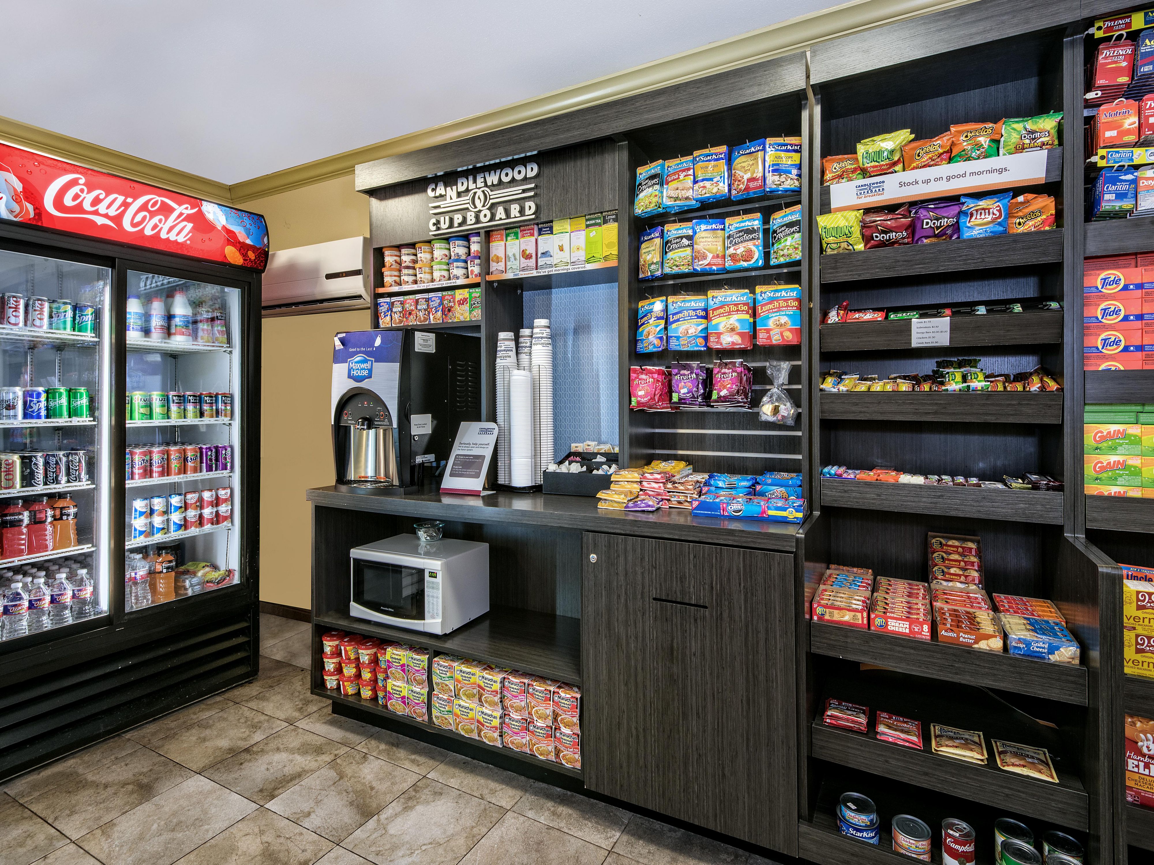 From free laundry facilities and a 24-hour fitness center to a well-stocked Candlewood Cupboard, our amenities embrace comfort and convenience at every turn. Wind down in our outdoor pool and hot tub or grab a freshly brewed cup of coffee in the lobby. We provide everything you need to settle in for work or leisure with ease.
