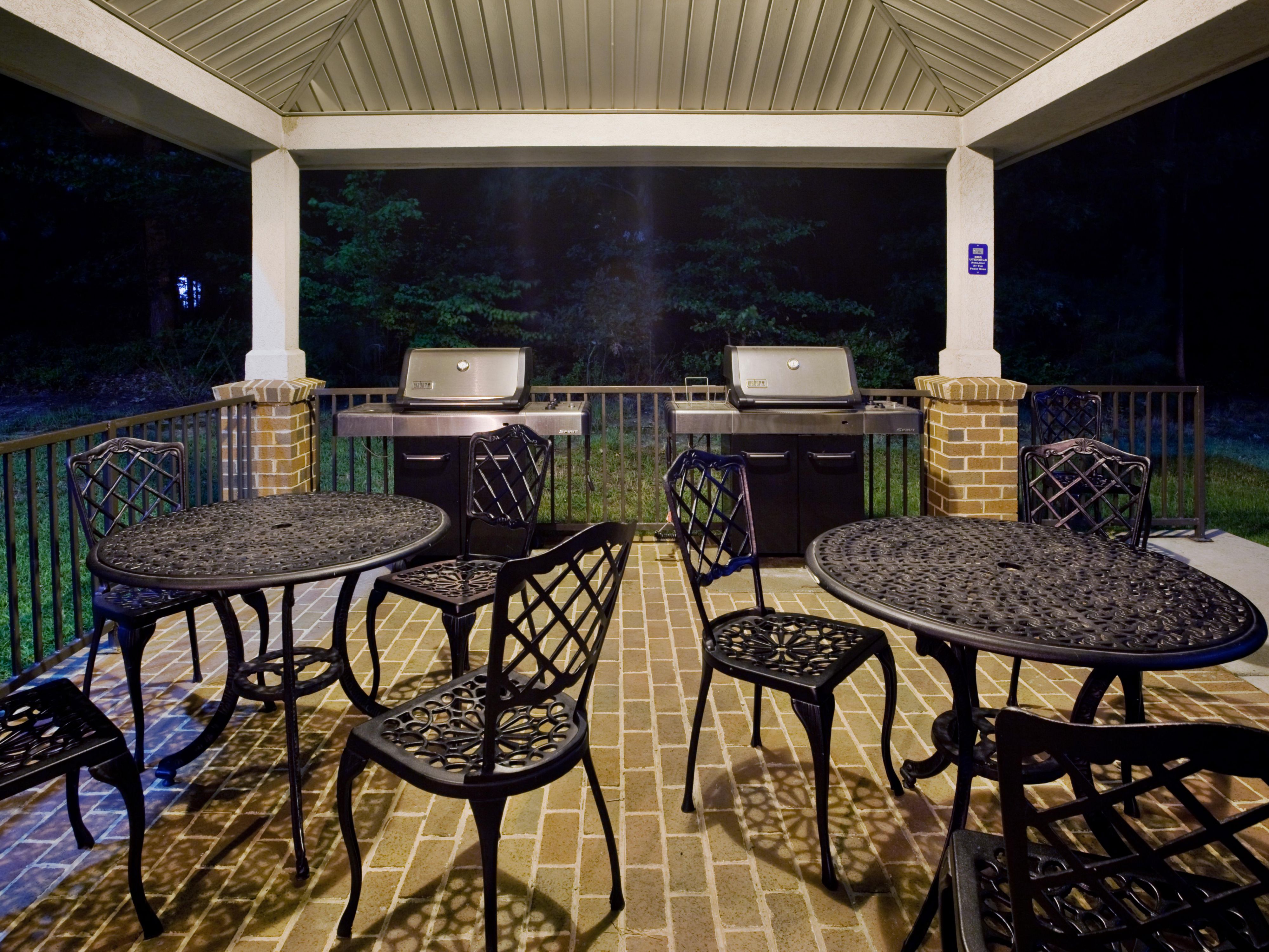 Gazebo Grill available 24-7. Well lit for evening events.