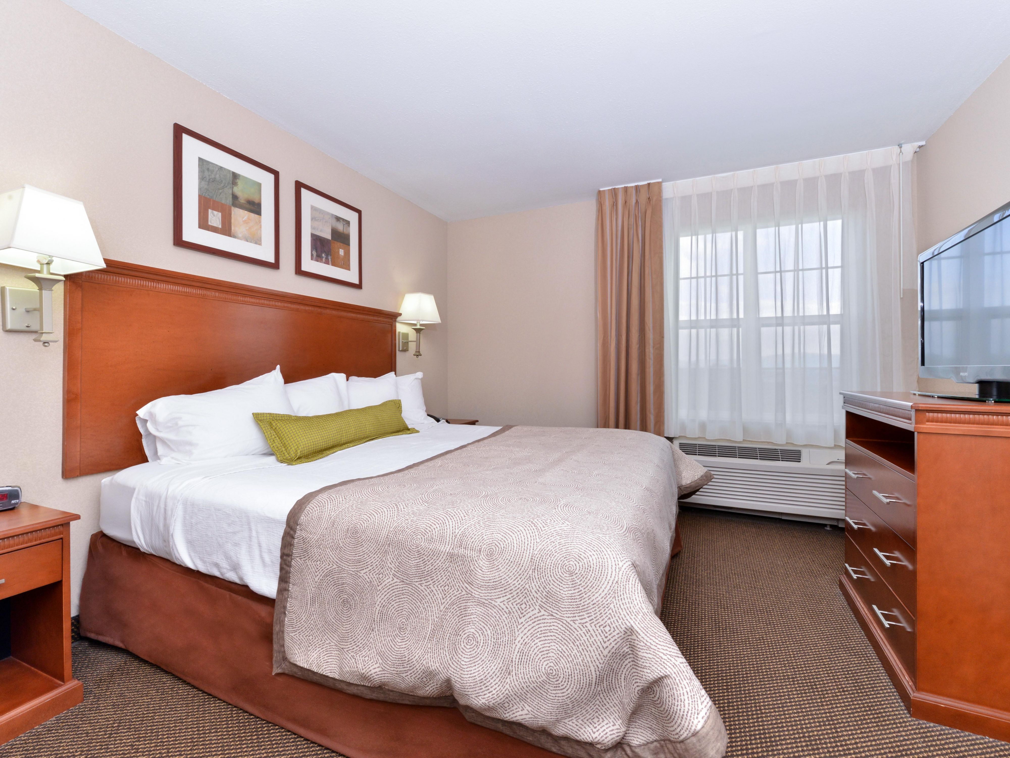 Bedroom of the one bedroom suite.  Complimentary DVD plalyer