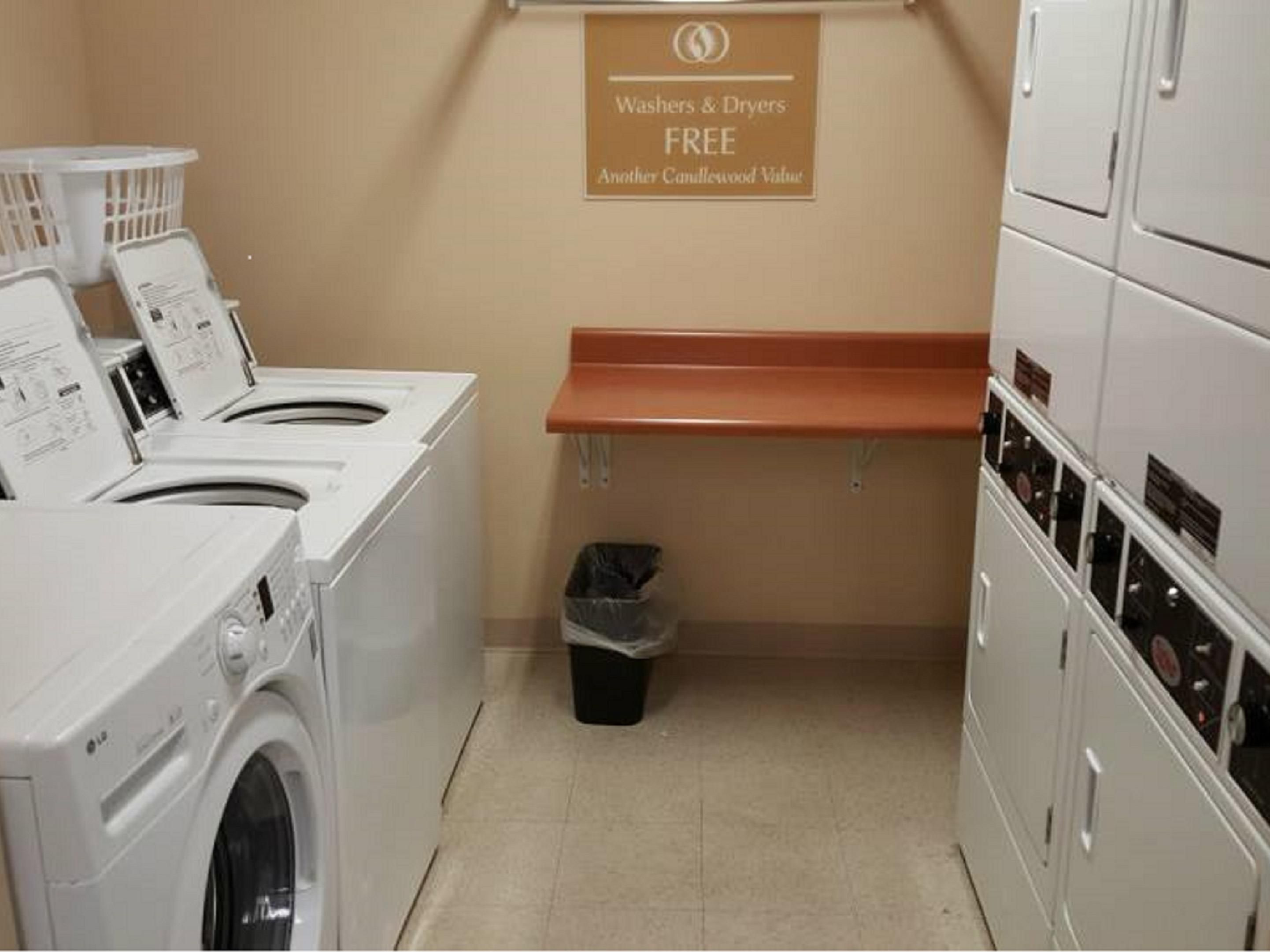 During your stay, be sure to take advantage of our 24/7 complimentary laundry facility -- perfect for tackling those pesky stains any time of day!