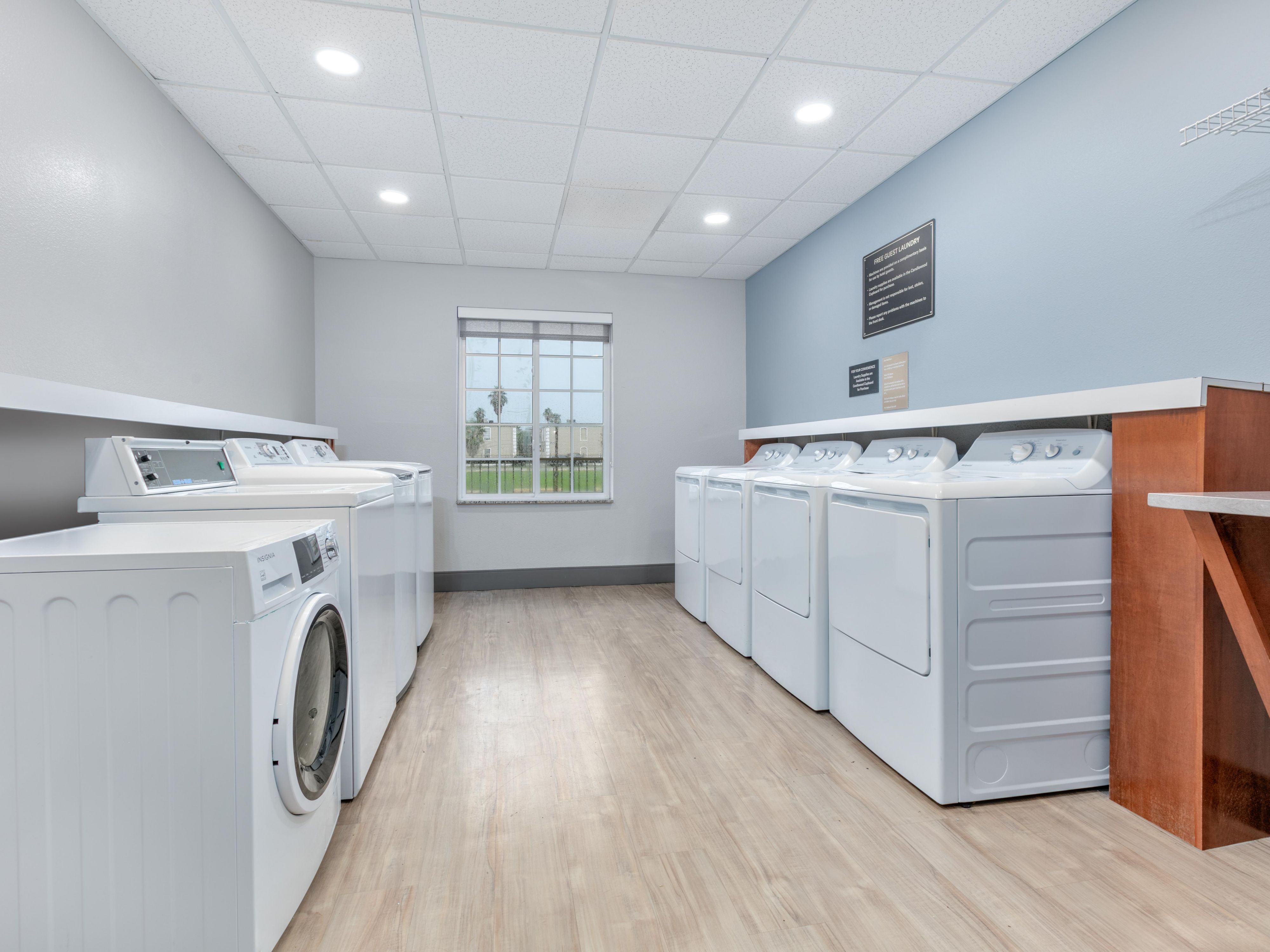 Our free self-service laundry lets you wash whenever it works for you. No quarters and no waiting.