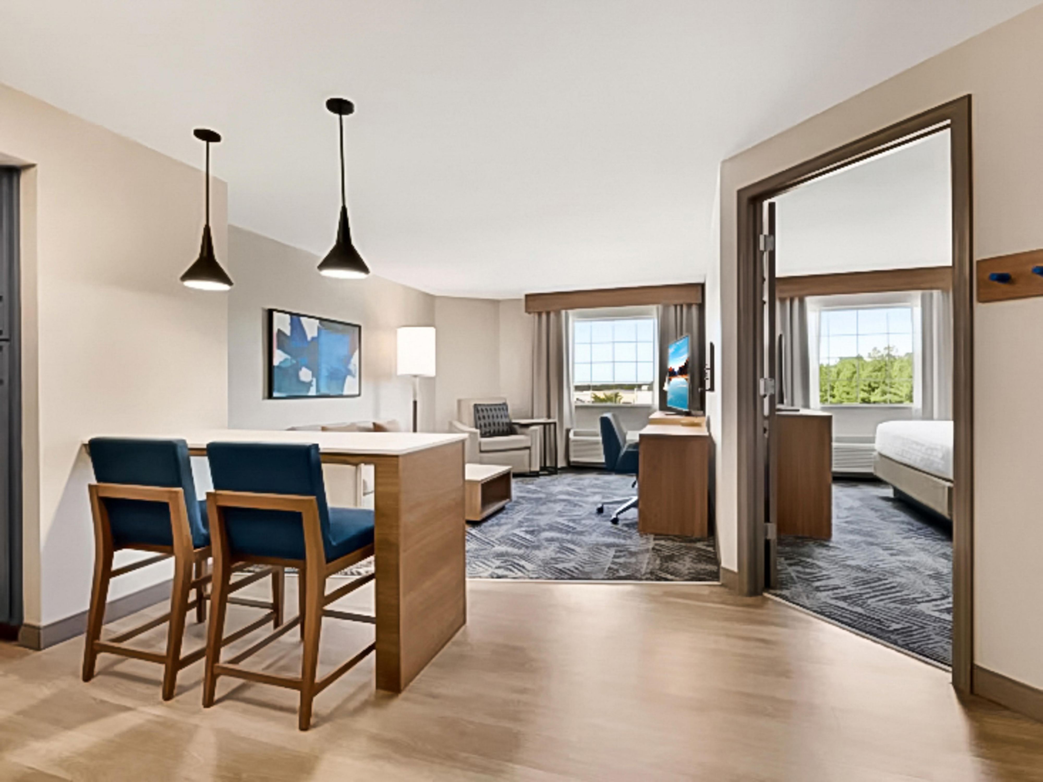 Modern Suite with Separate BR, Full Kitchen, & Pullout Sofa