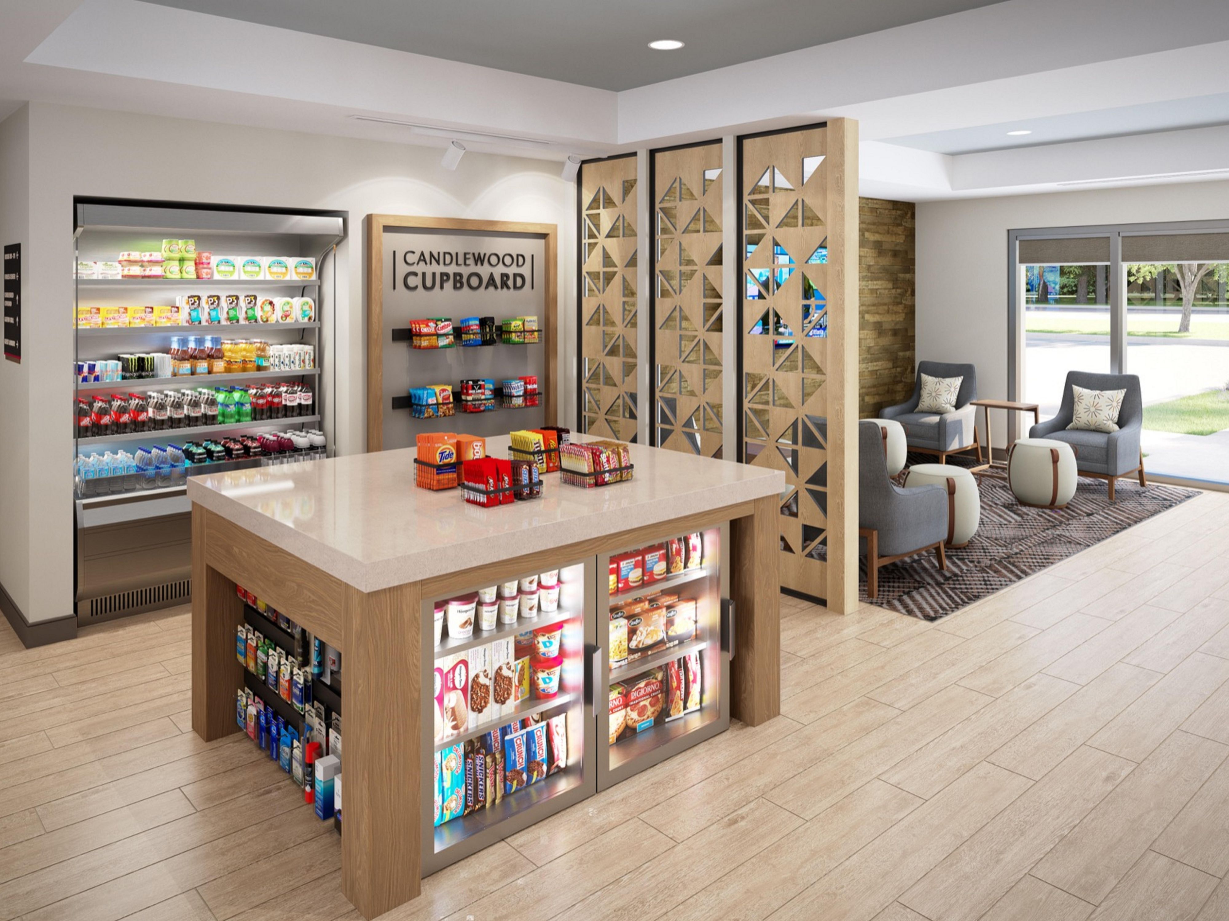 Don't let hunger strike!  Instead head to the Candlewood Cupboard to buy a snack to satisty even the hungriest of cravings.  
