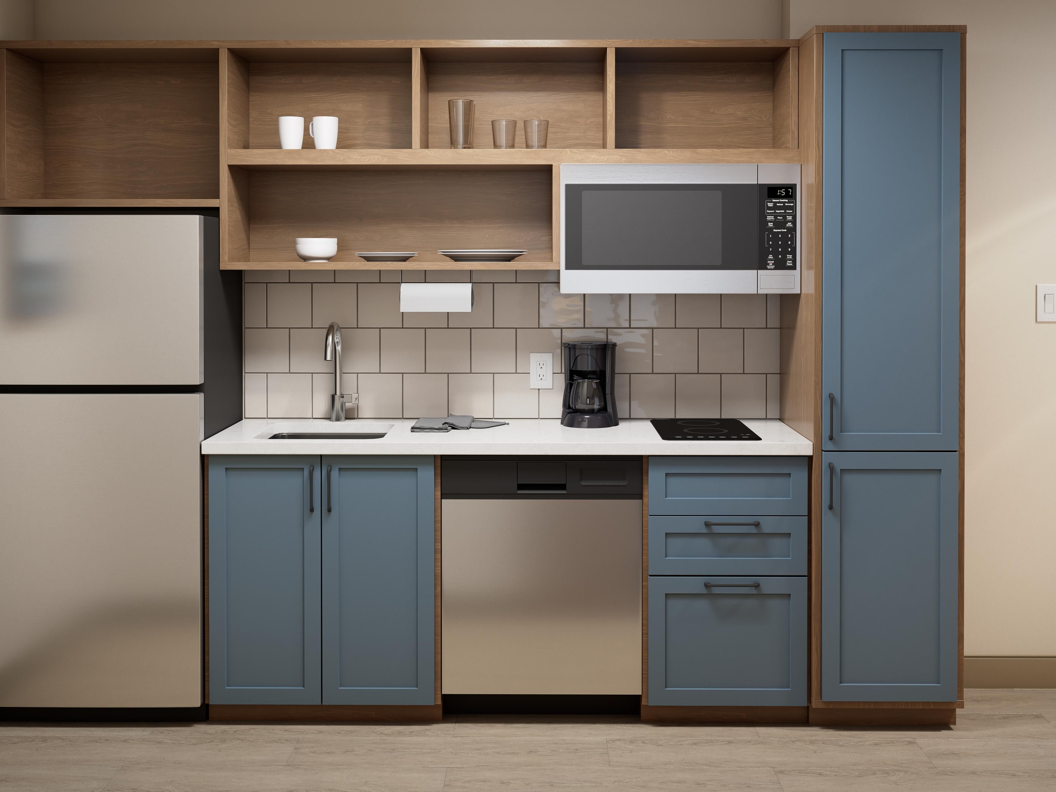 Experimente el Confort del hogar en cada suite, que cuenta con una cocina totalmente equipada. Desde refrigerios rápidos hasta comidas completas, disfrute de electrodomésticos modernos, utensilios de cocina y la libertad de cenar según su horario. ¡Somos perfectos para estadías prolongadas o simplemente para disfrutar de un pedacito de casa mientras estás de viaje!