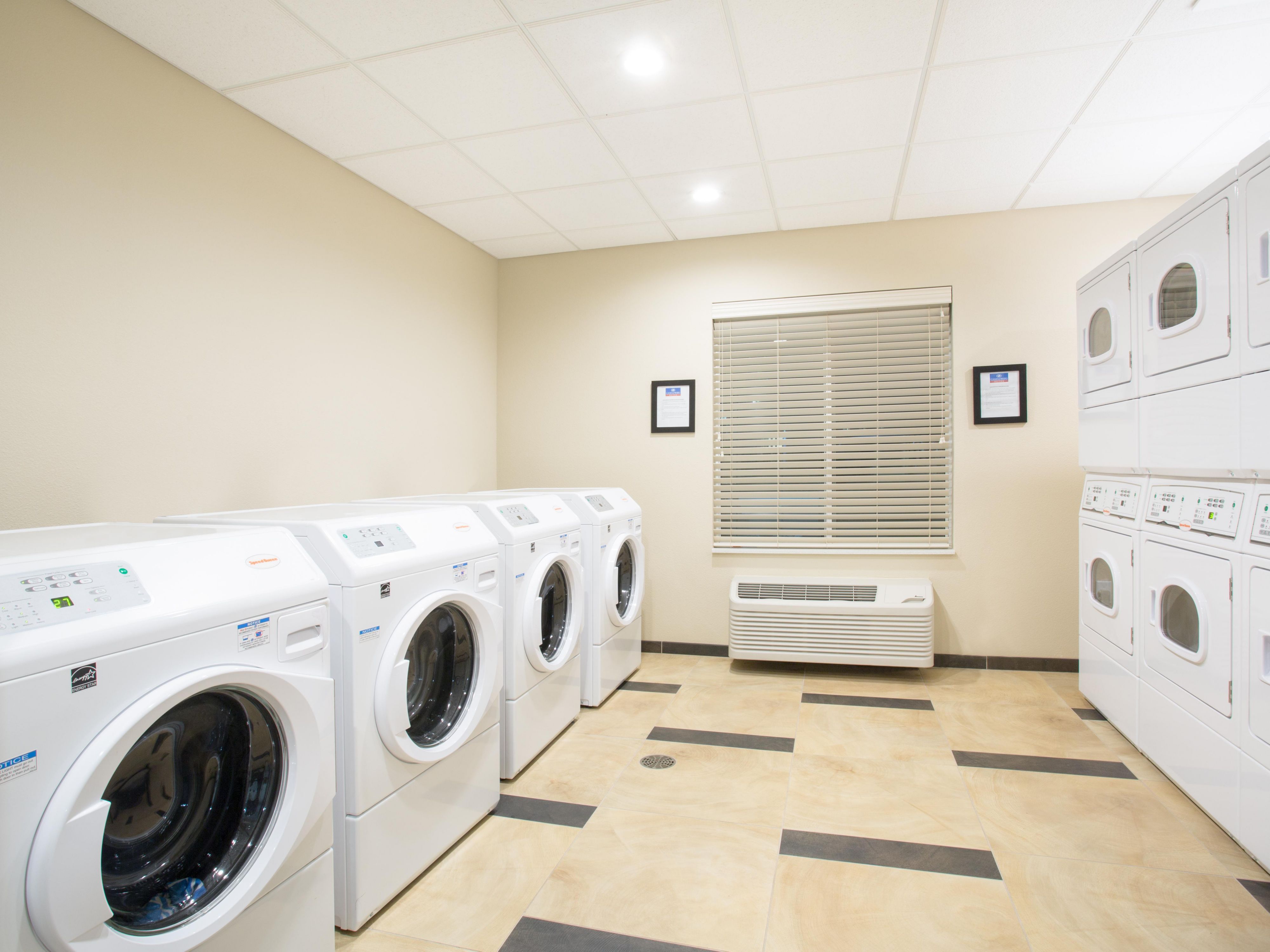 Bring your own detergent or purchase some from our cupboard. We keep you fresh by providing free use of a spacious laundry room. Call to book now!