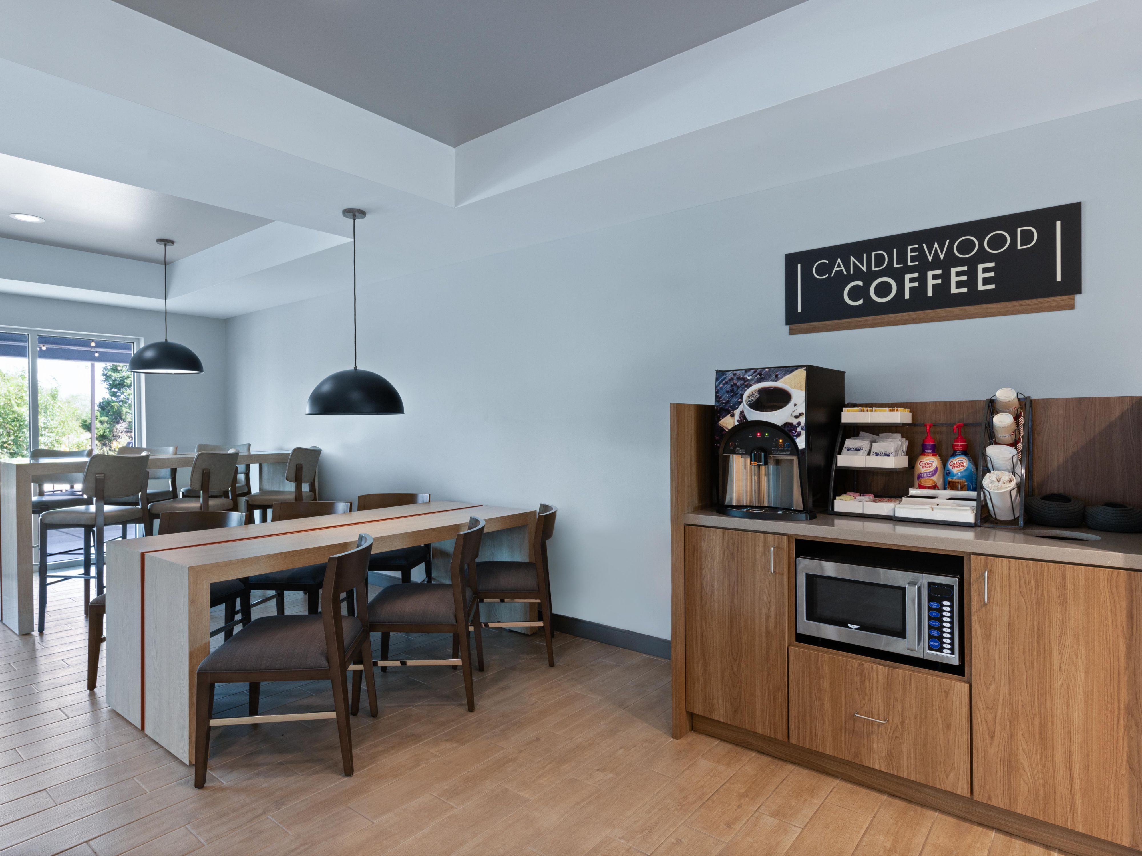 Savor the taste of freshly brewed coffee, available 24/7 in the lobby. 