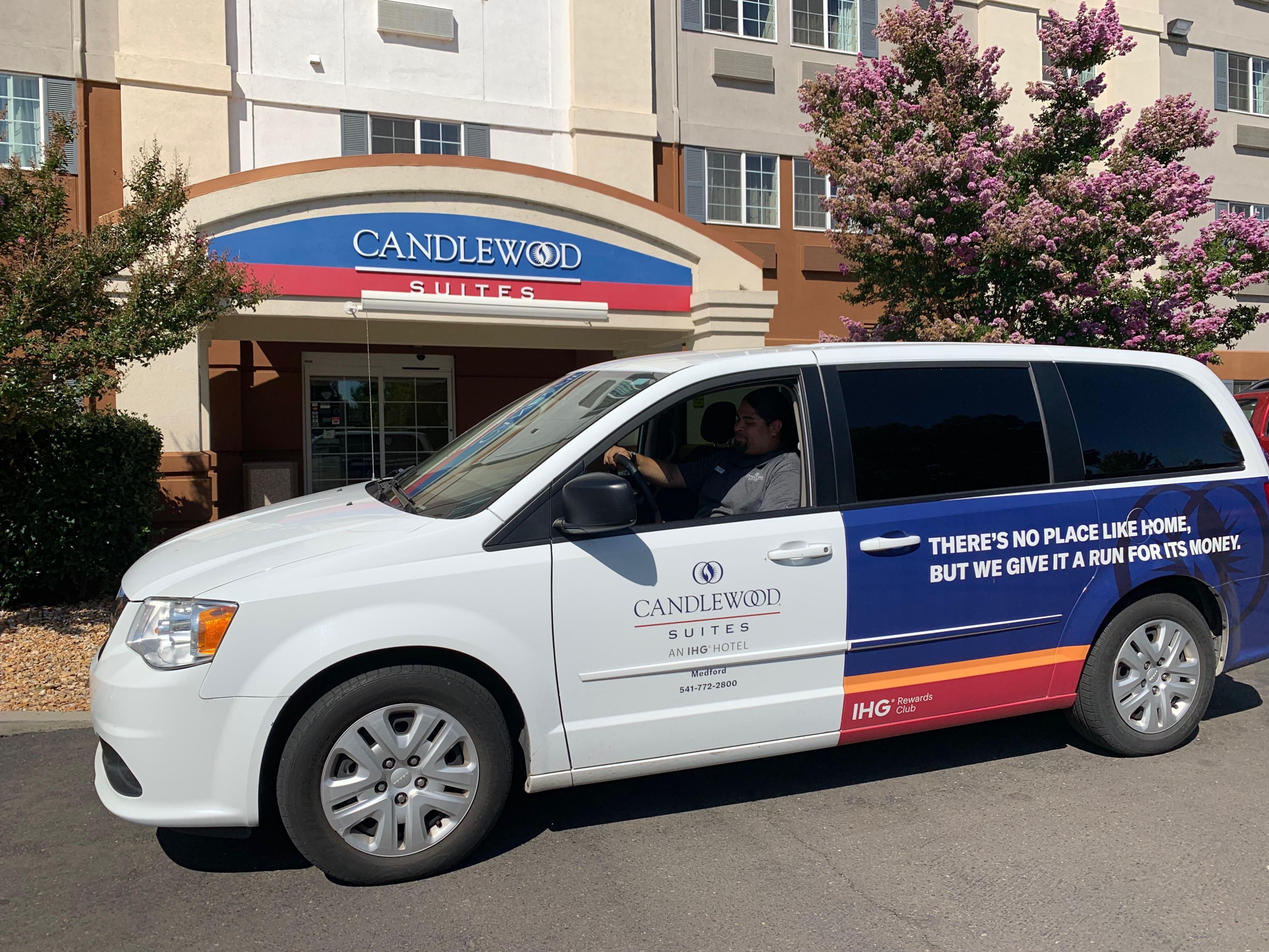 Our on-demand shuttle runs 24-hours a day to and from the MFR airport. We are just a half-mile from Rogue Valley International Medford Airport, so expect quick response and a short commute. If you need to leave your vehicle while on a trip, ask us about our park and fly packages. 