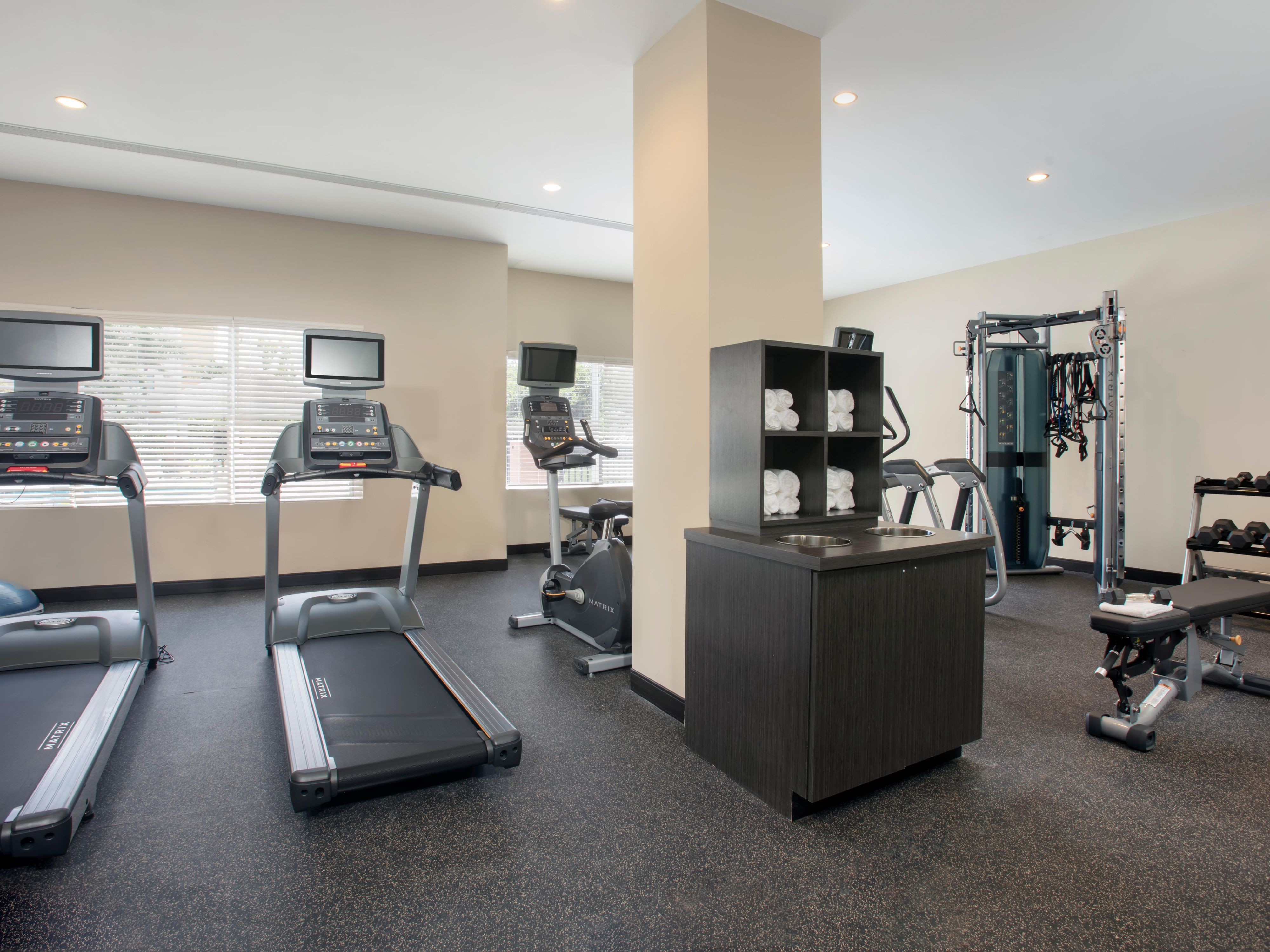 Our onsite gym has everything you will need for a great workout. 