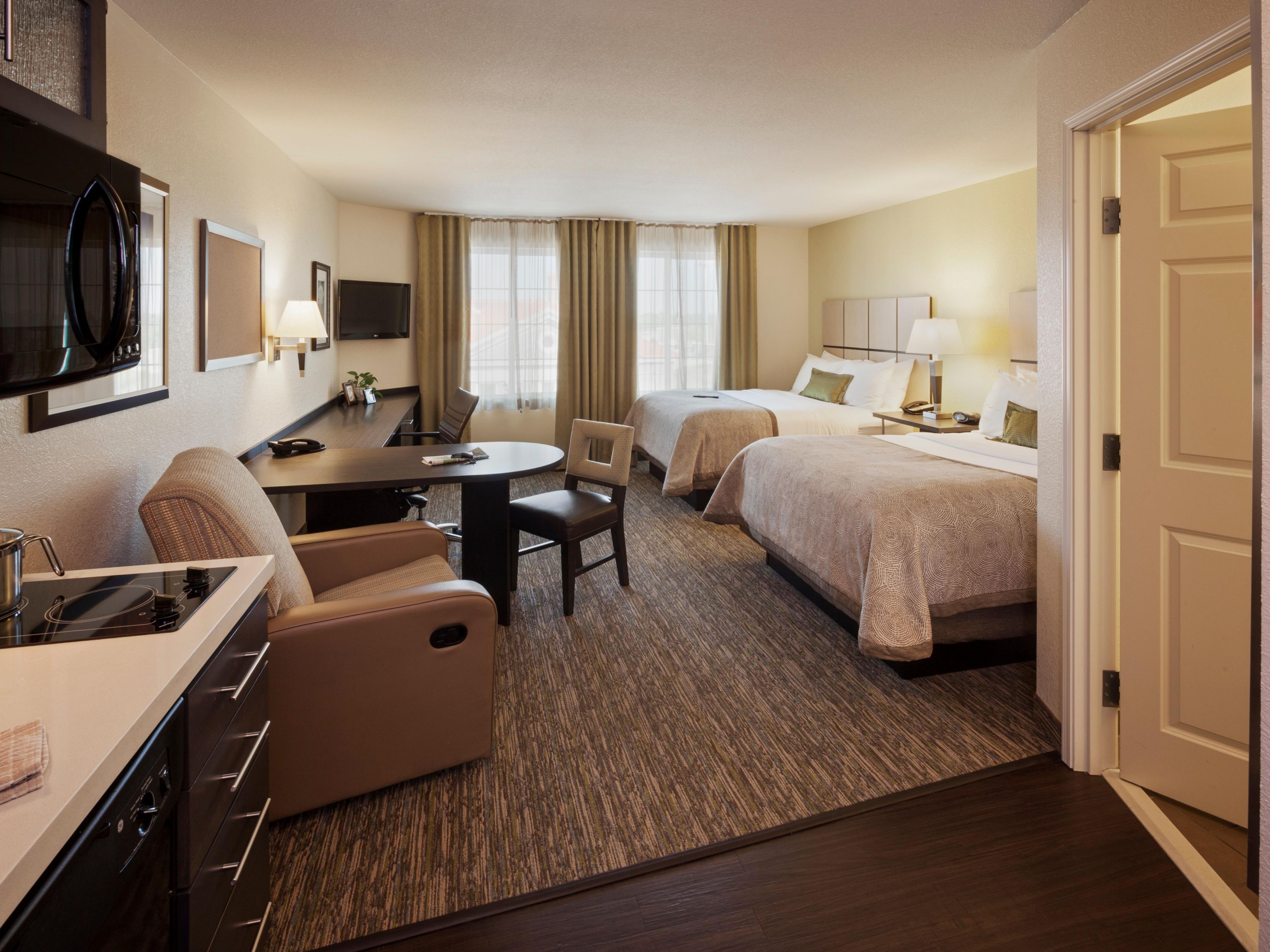 Unwind in our double room while you watch your favorite TV show.
