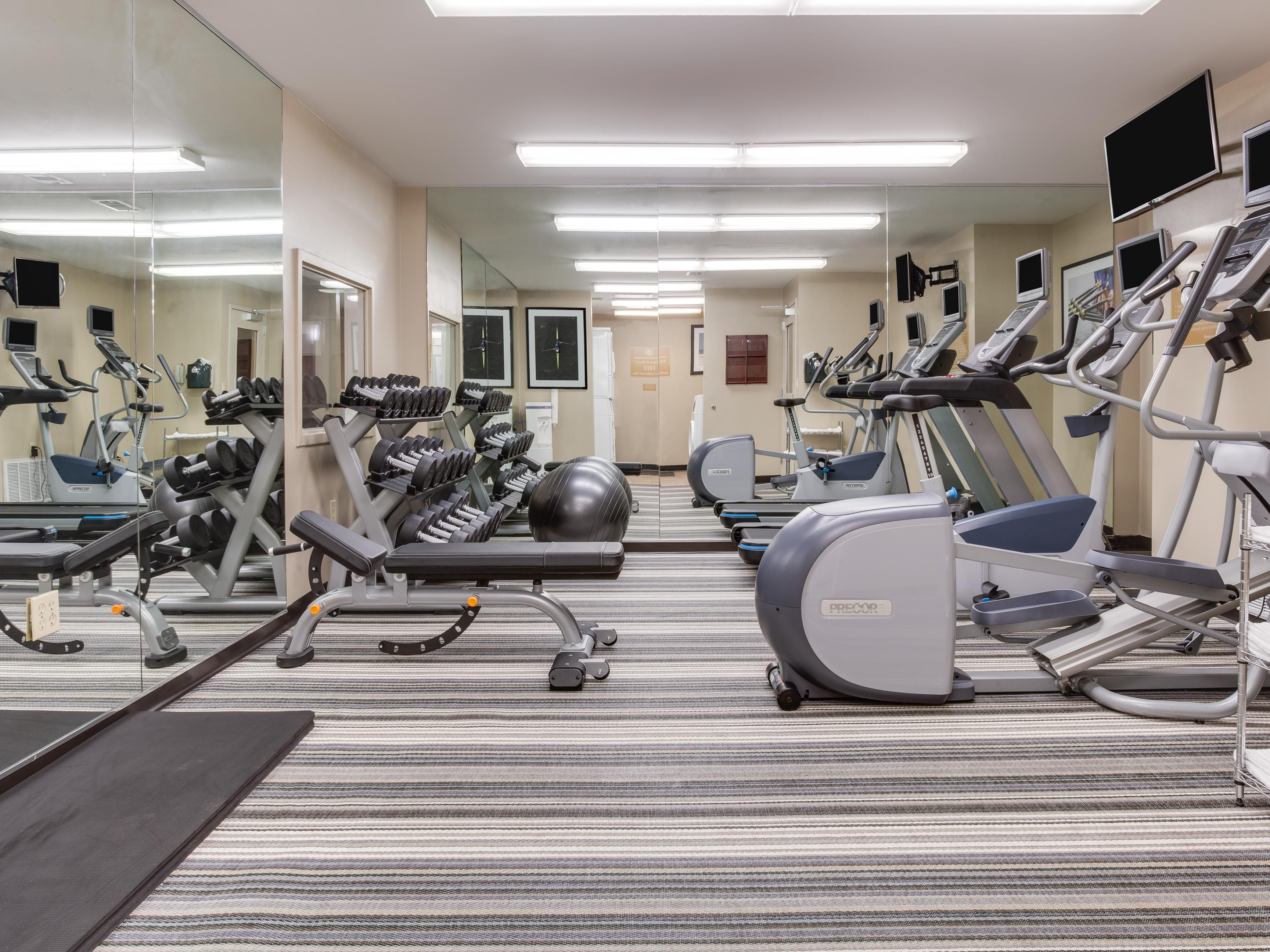 Keep up on your fitness routine in our on-site fitness center. 