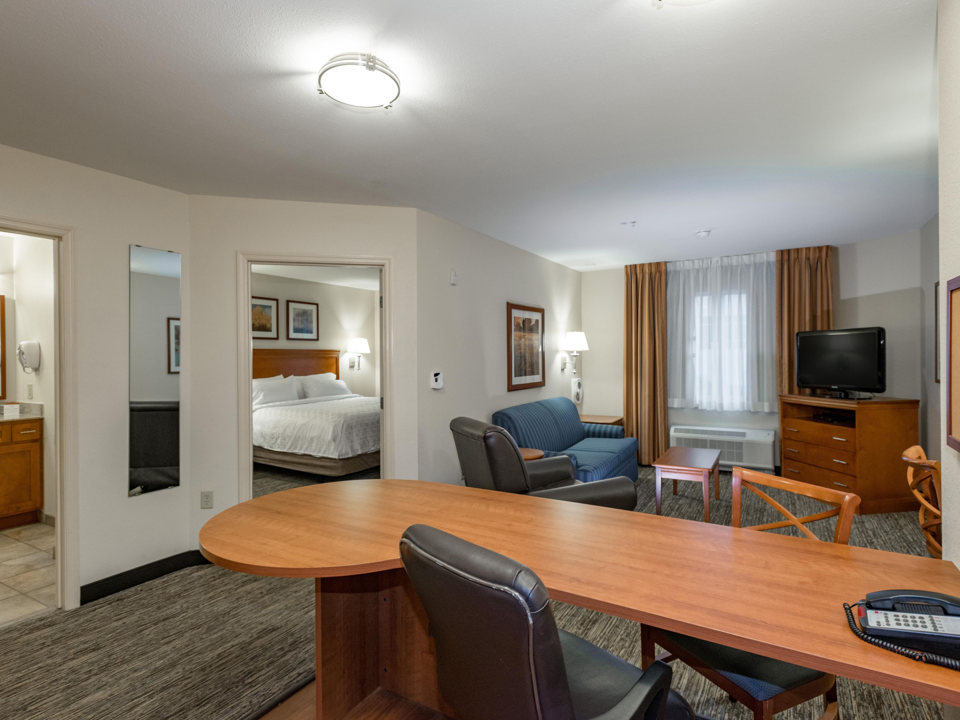 Our large 1 Bedroom Suites have separate bedrooms 
