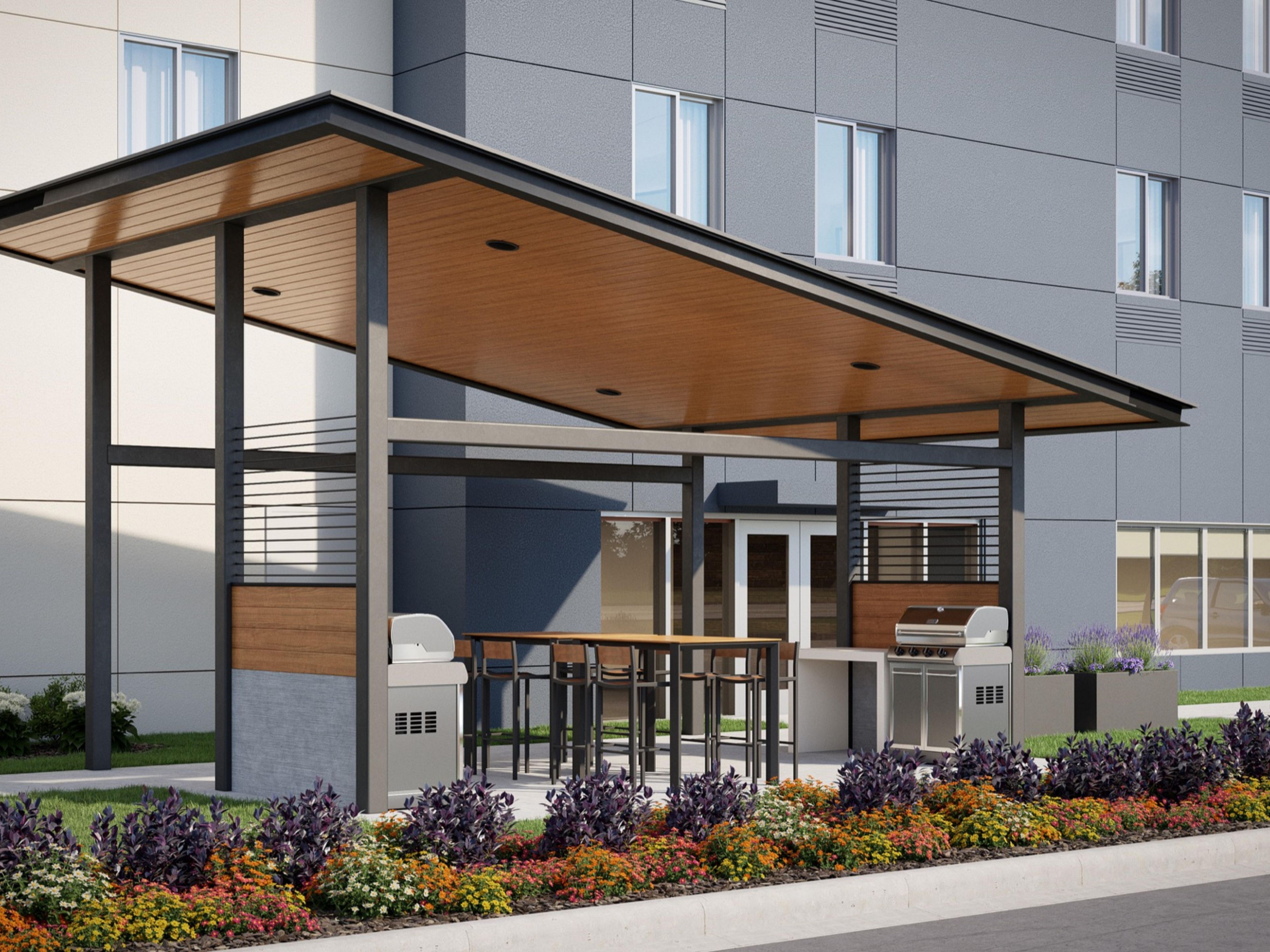 Enjoy our outdoor patio equipped with seating and a grill to cook up your favorite foods.