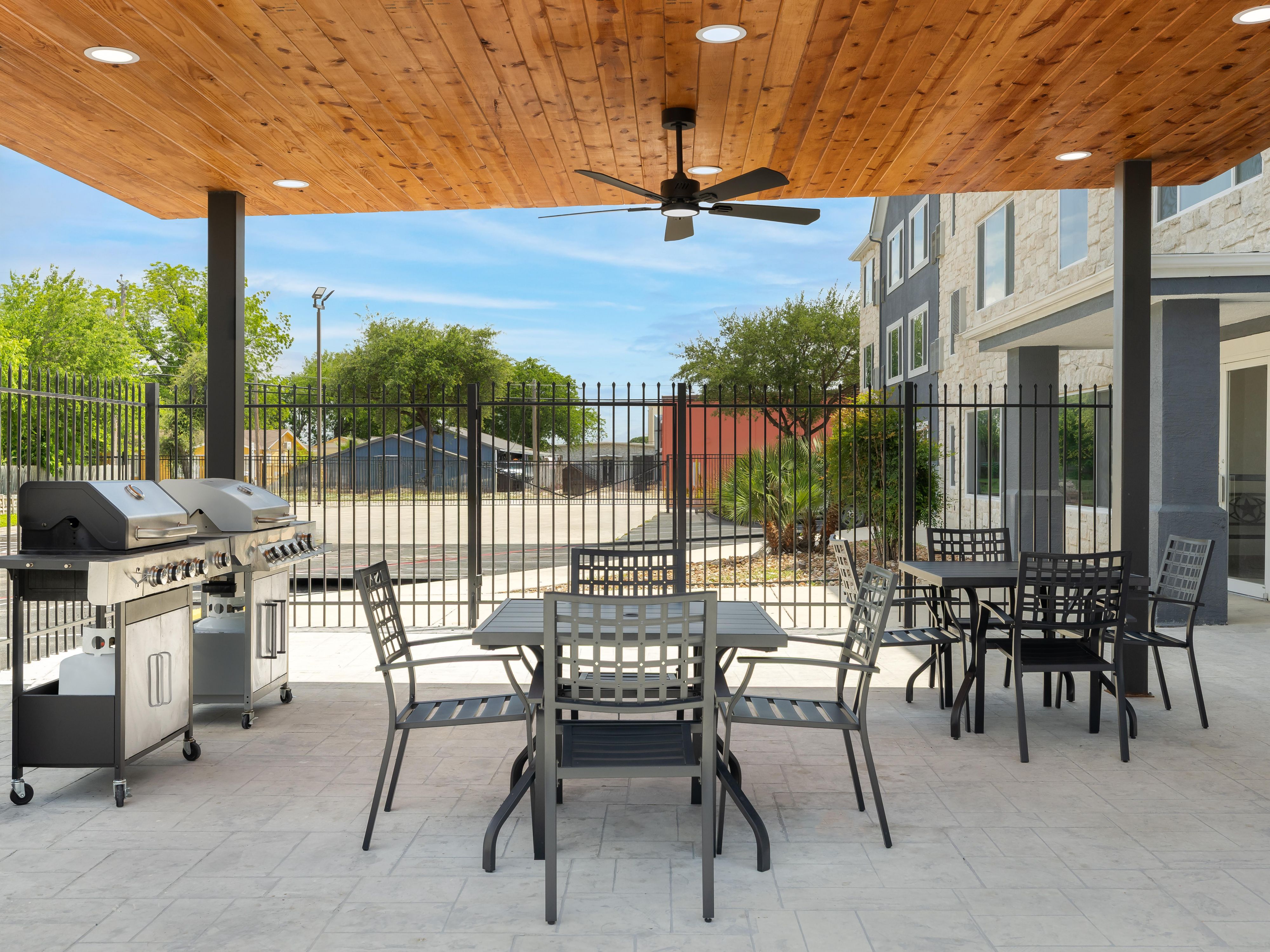 Guest patio area with BBQ