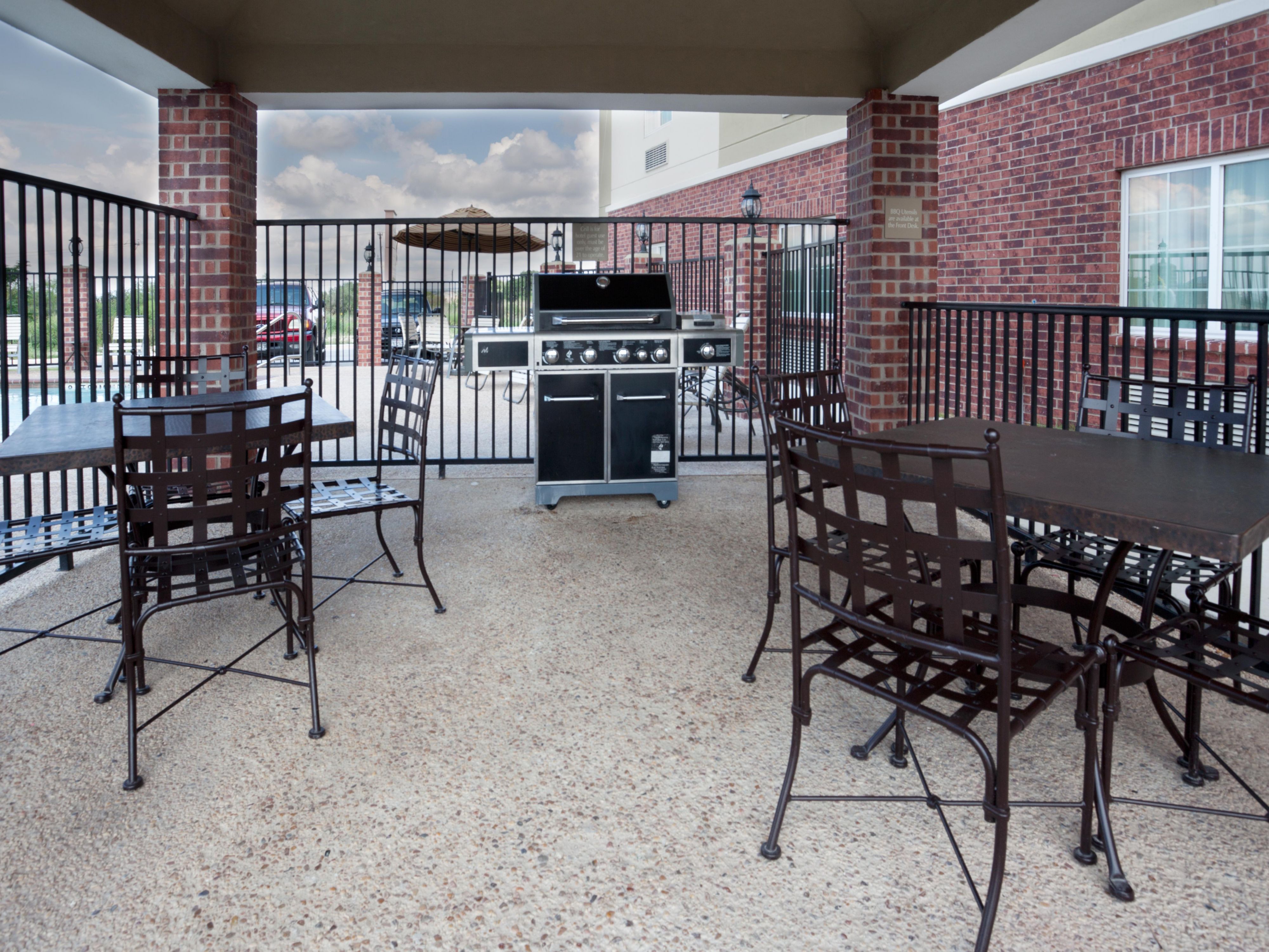 Grill your dinner on our free gas grills in the Candlewood Gazebo