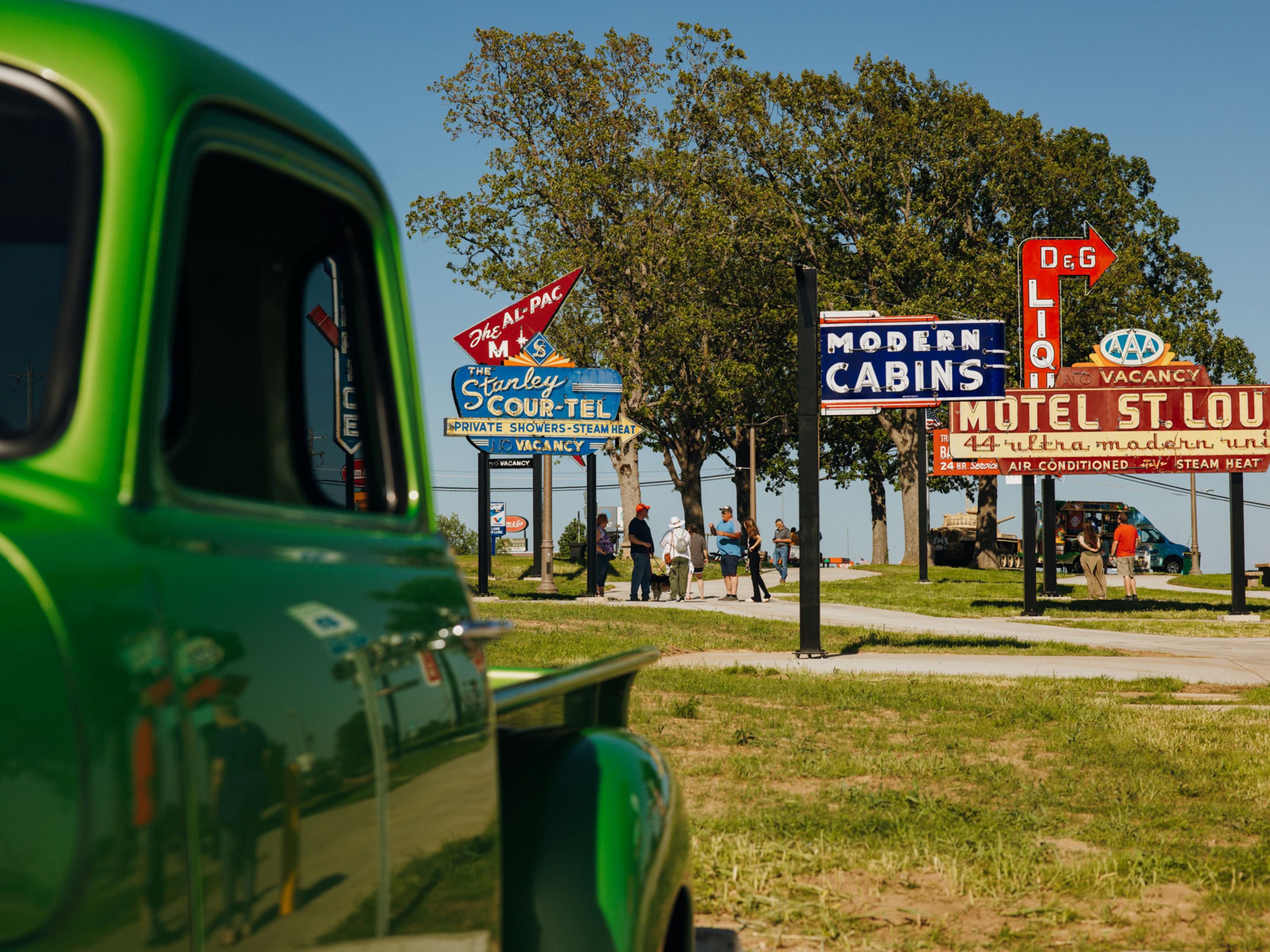 Just minutes from our hotel, the Route 66 Neon Park in St. Robert brings Missouri’s iconic Mother Road back to life. Vintage neon signs—rescued and restored—light up the night from dusk to midnight. This free, pet-friendly, open-air museum offers a unique, nostalgic stop for travelers exploring Route 66.