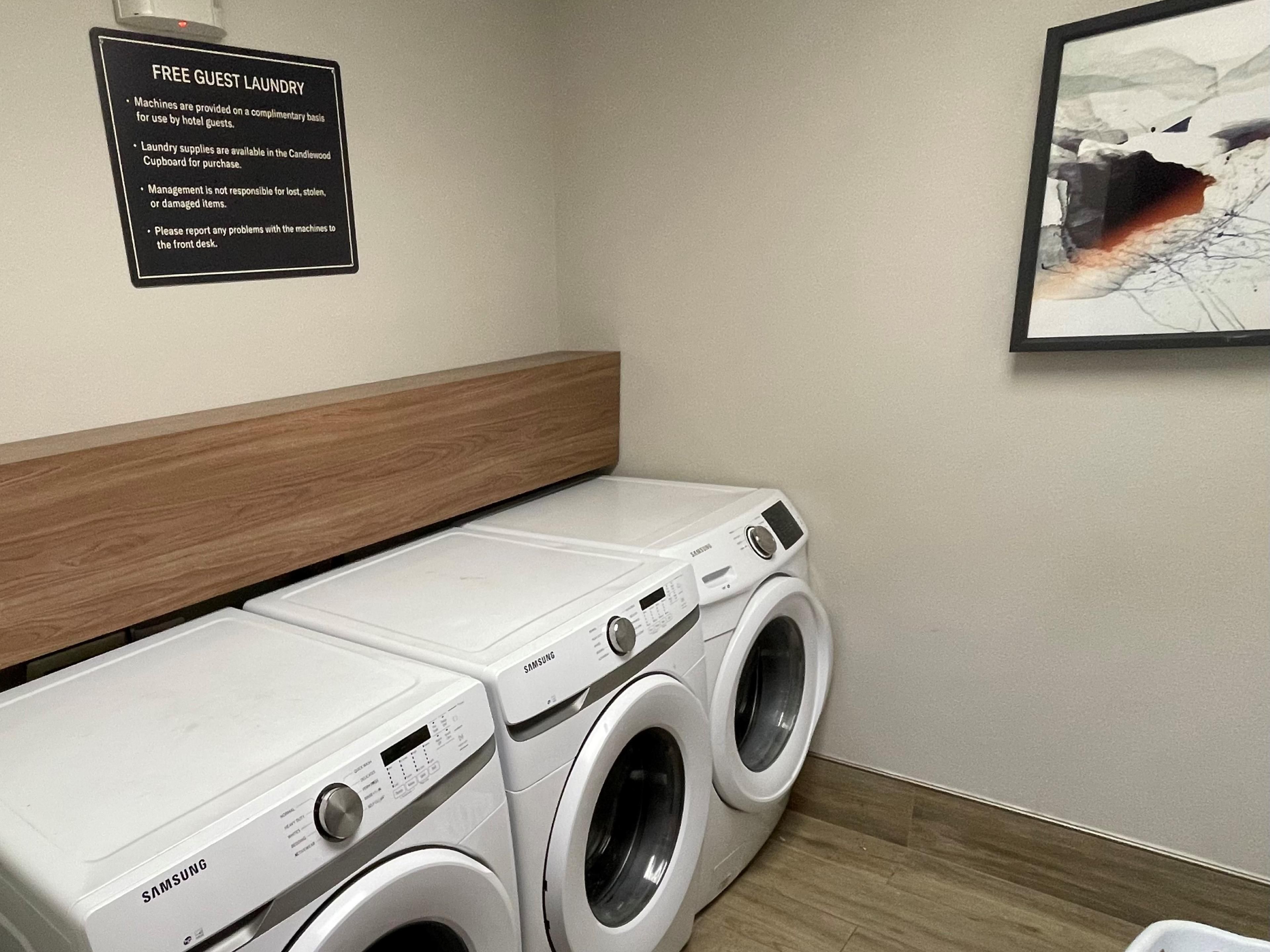 Keeping up with your day to day doesn't have to be a struggle when you are away. Enjoy the convenience of home with our on-site, complimentary guest laundry facilities. 