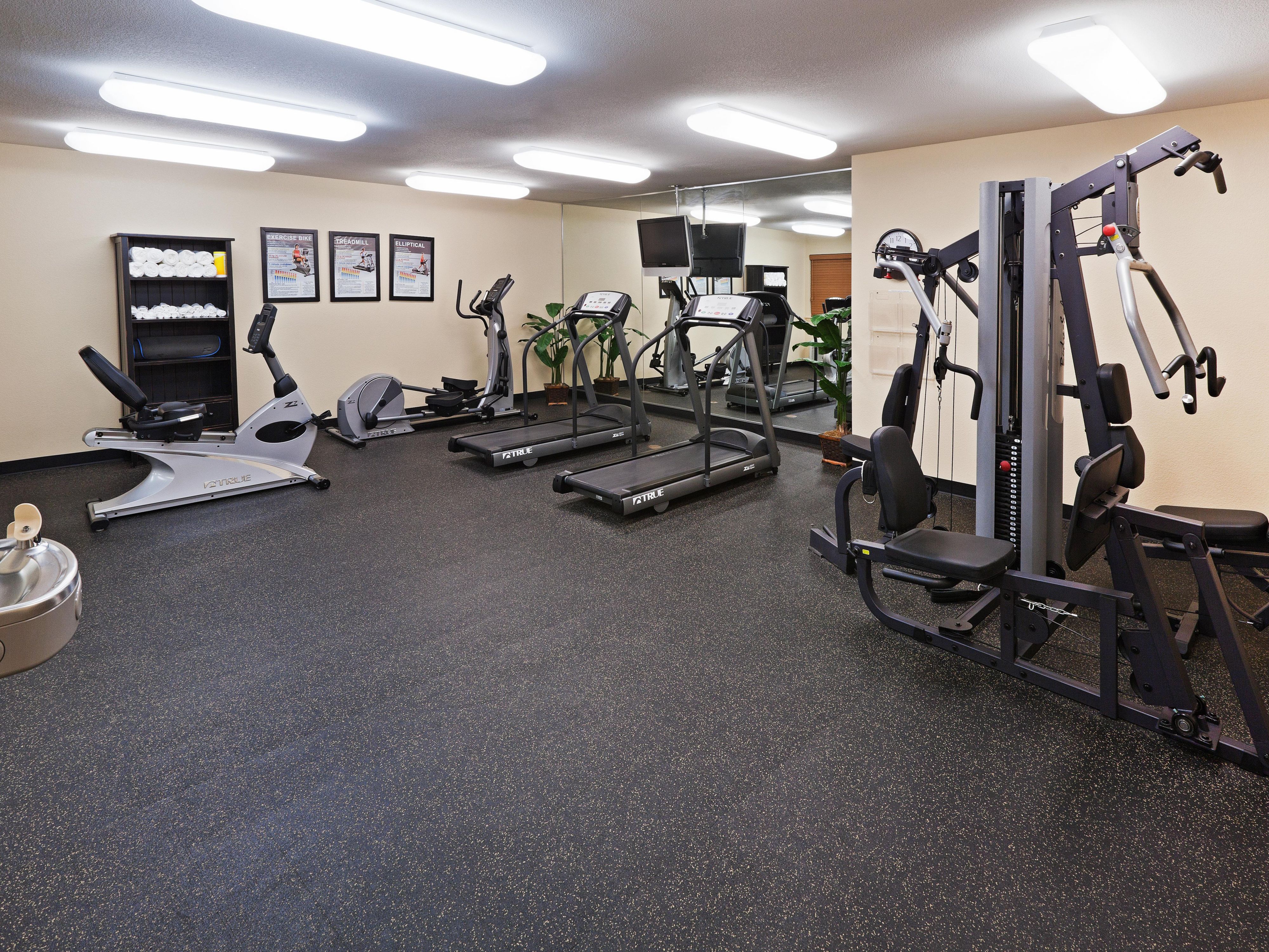 Stay active and energized in our 24-hour Fitness Center.