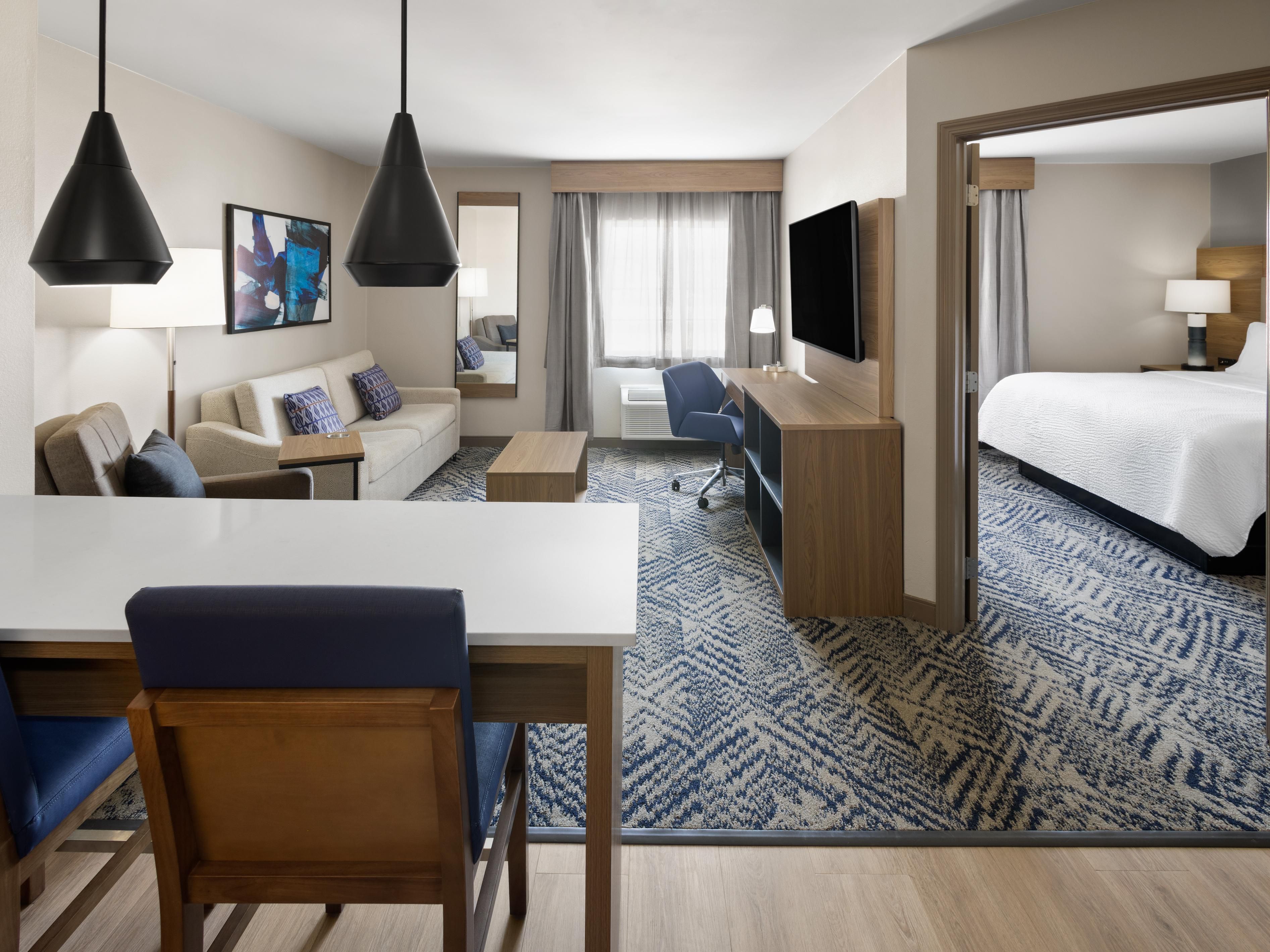 Enjoy a separate living room in our suites.