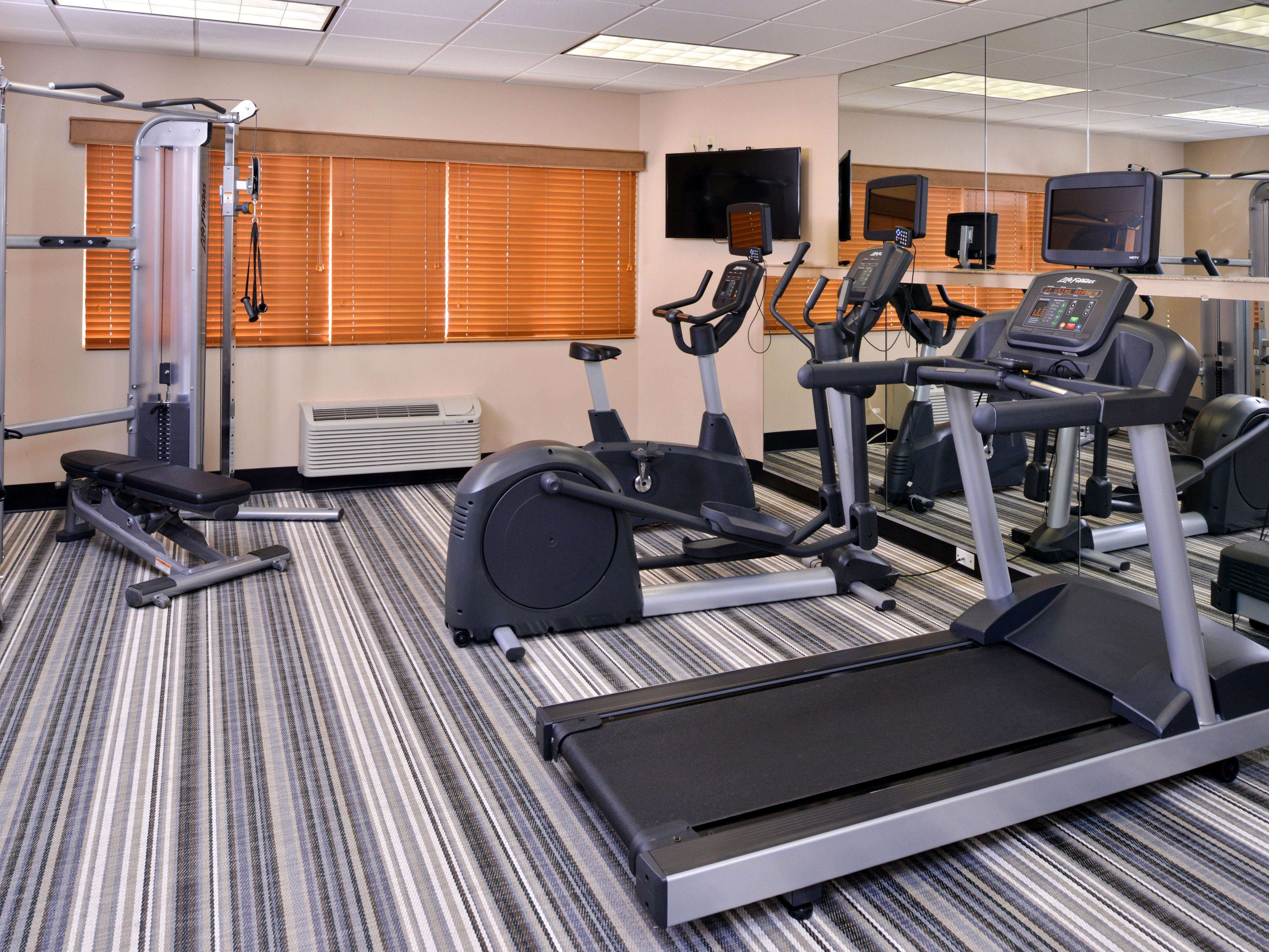 Keep up with your workout routine during your stay with access to our on-site fitness center, open daily for guest use.