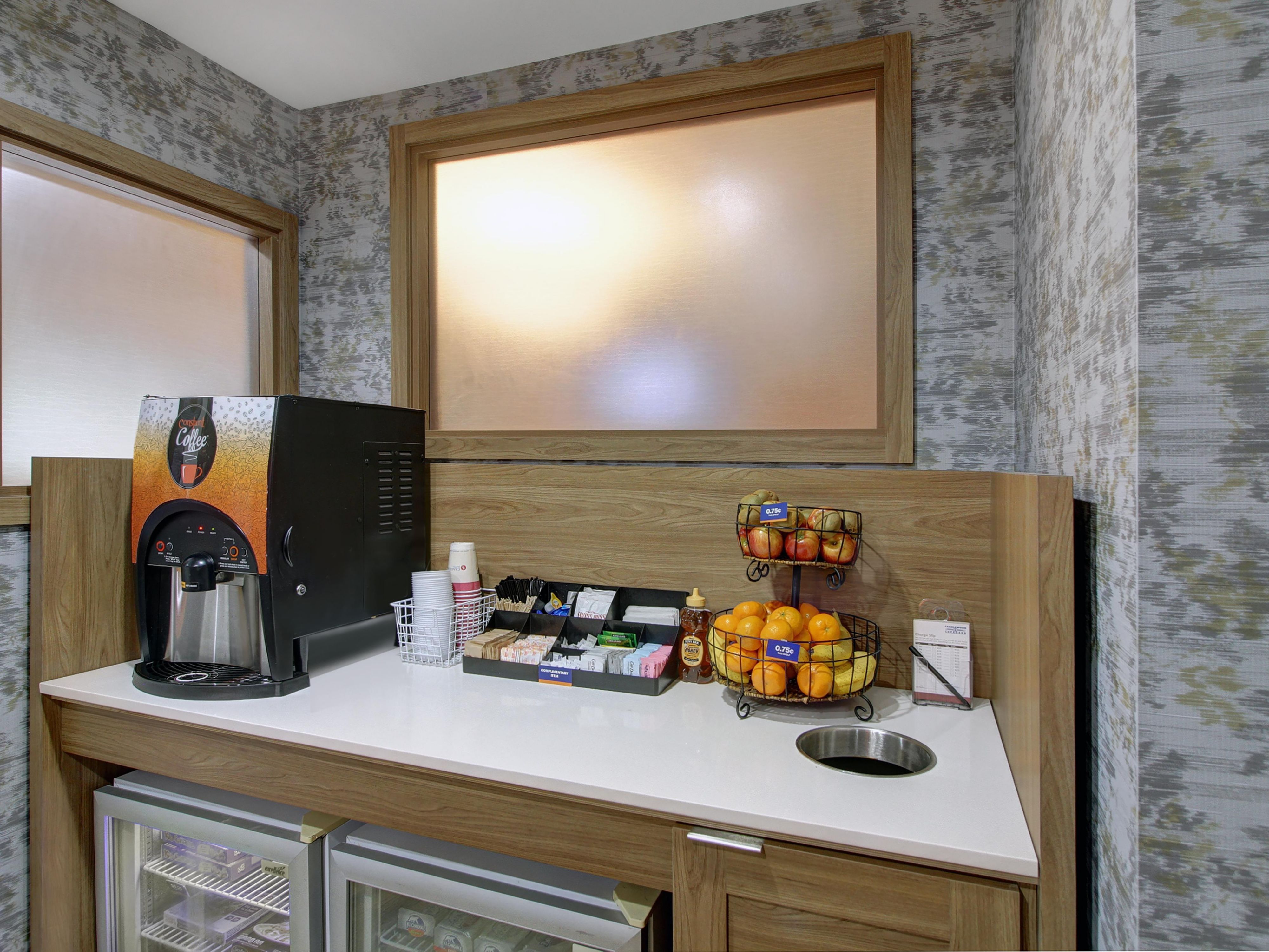 Start your day with a complimentary breakfast featuring a variety of fresh options to fuel your morning.