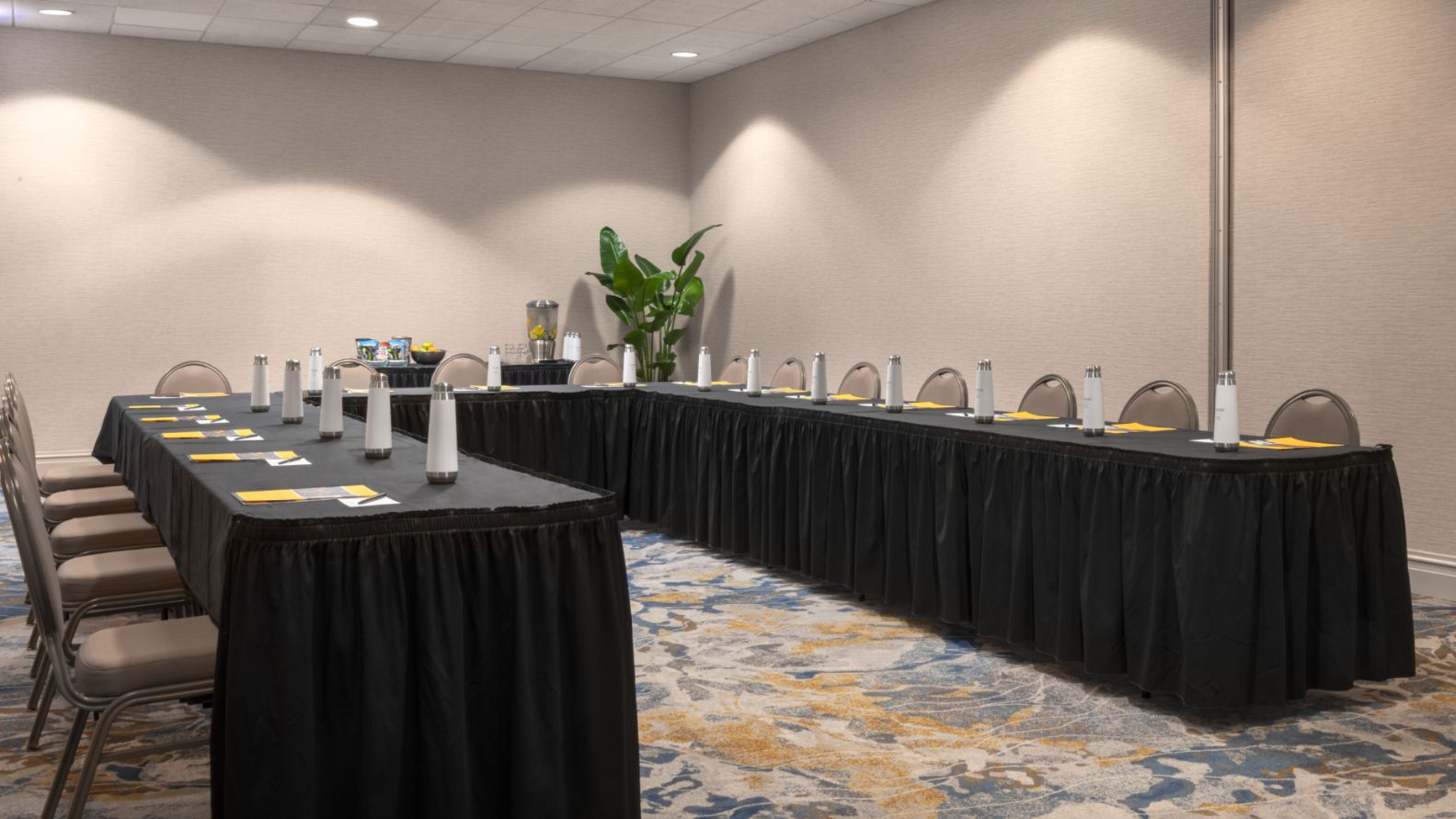 U-shaped table in a conference room