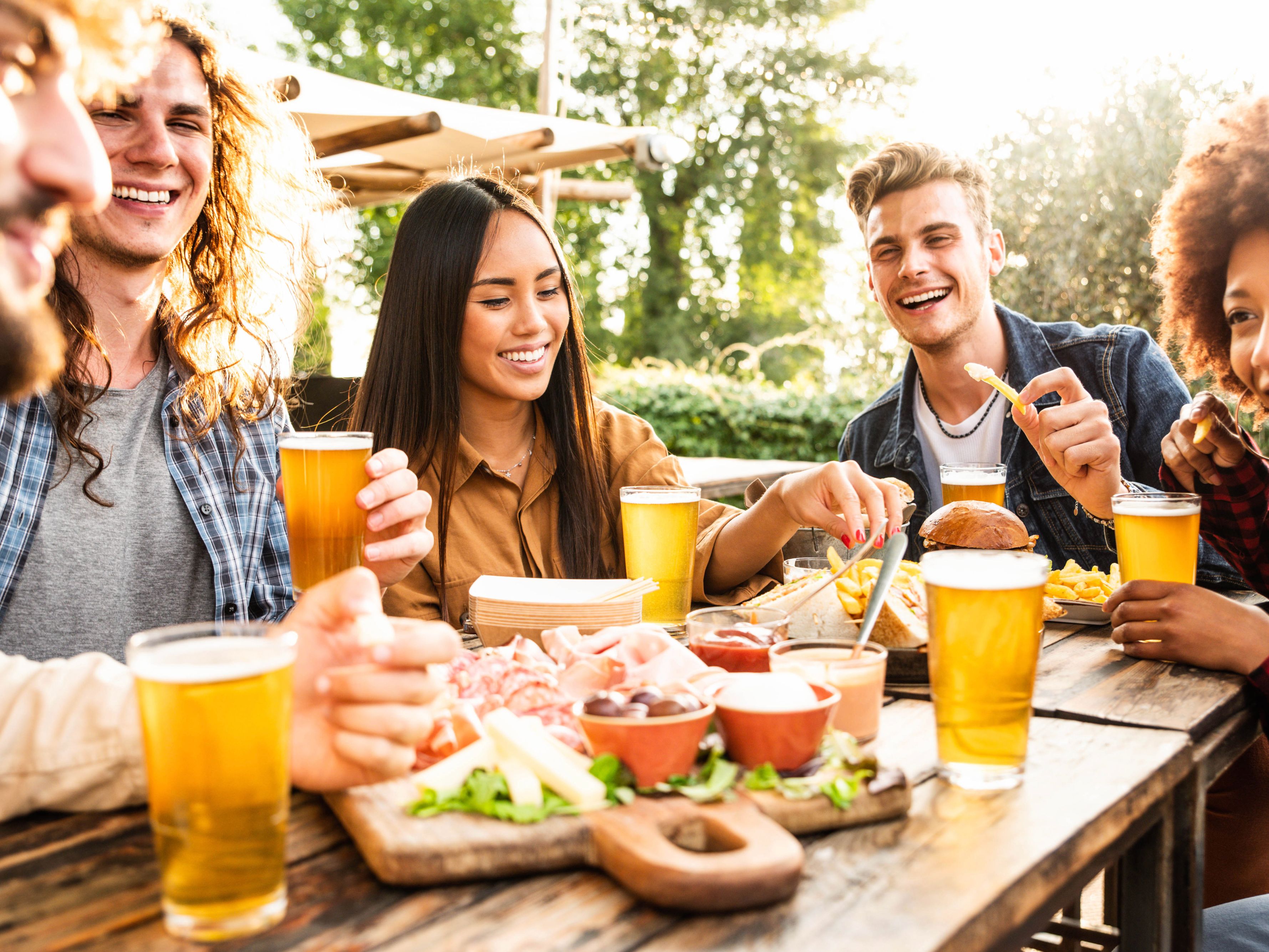 group of friends at a restaurant
