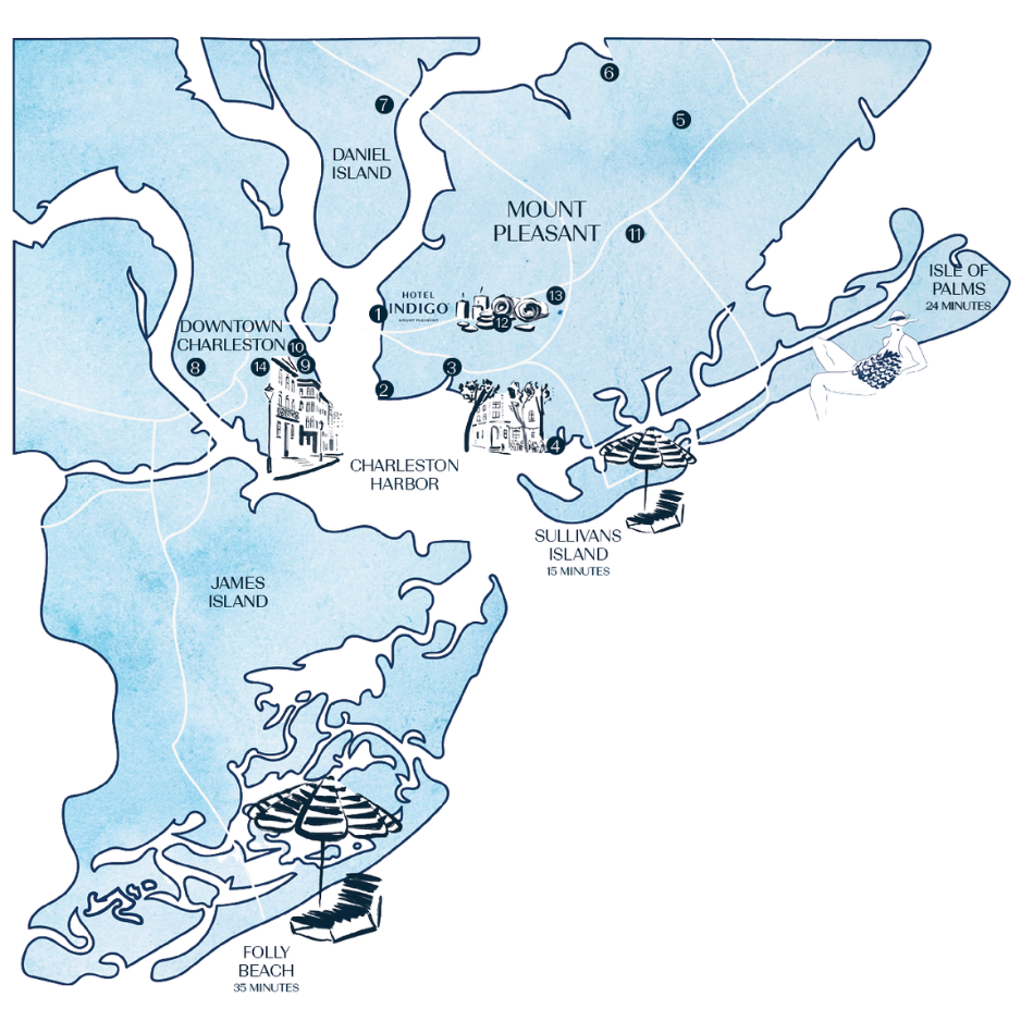 Sketch of map of Mount Pleasant and Charleston.