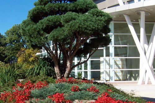 Landscaped entrance to Cleveland Botanical Garden.