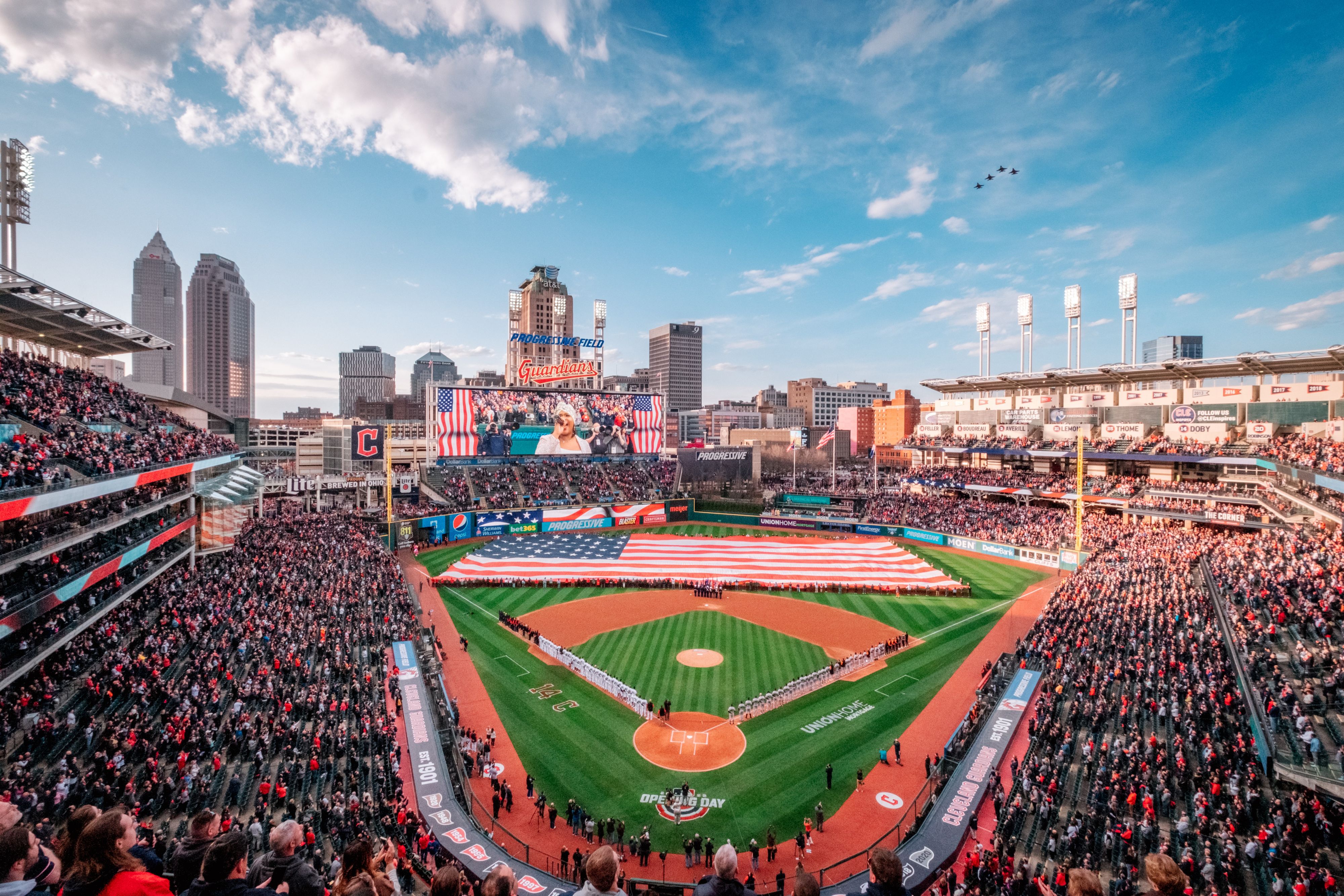 Cleveland Guardians game at Progressive Field stadium.