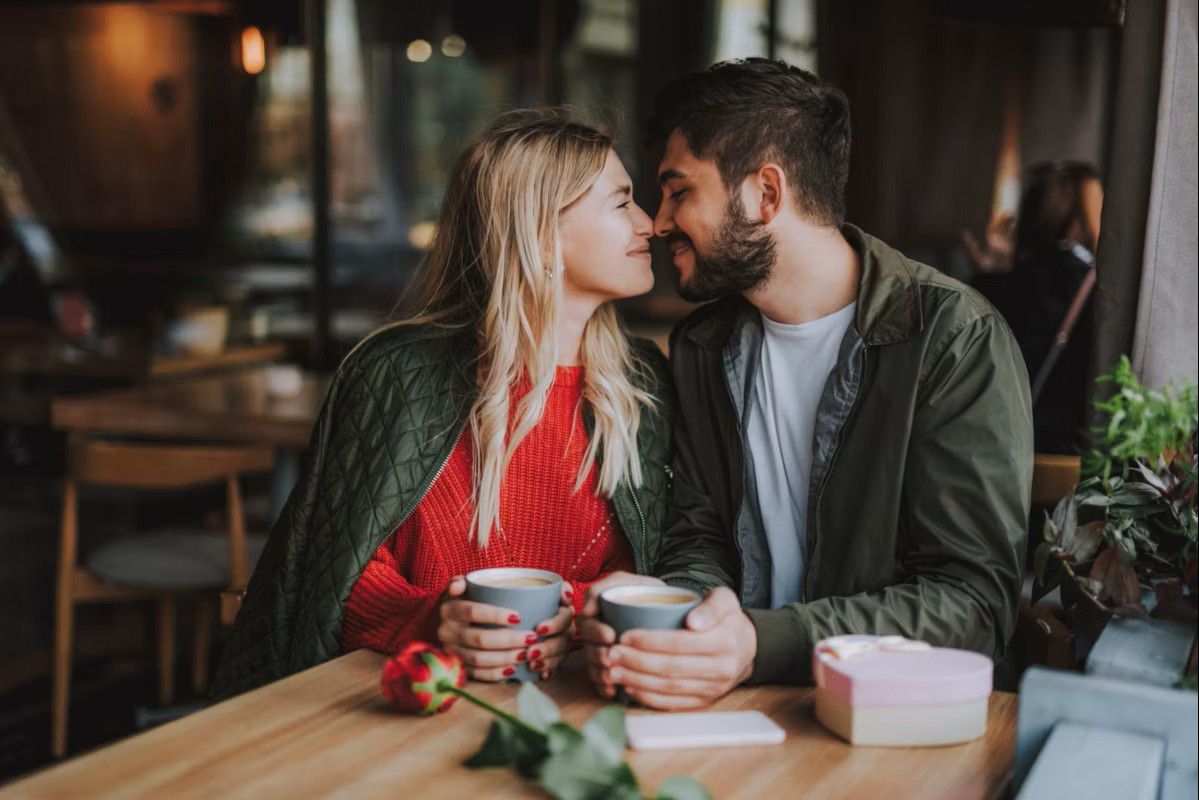 Couple embracing on Valetine's Day