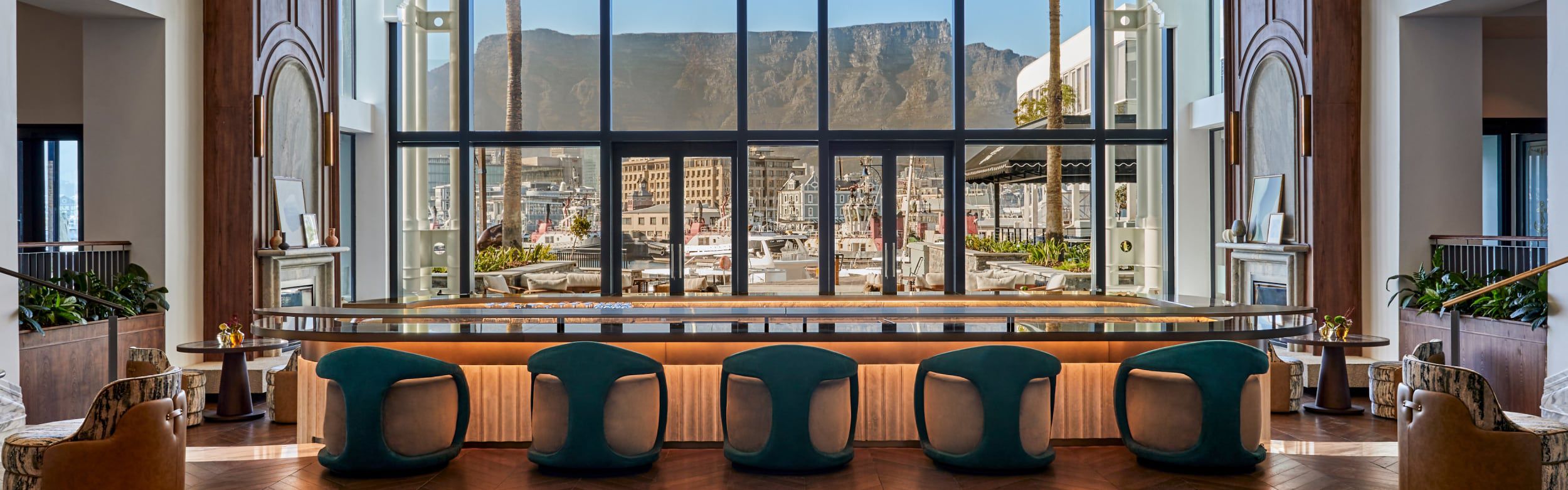 Grand lobby overlooking Table Mountain at InterContinental Table Bay