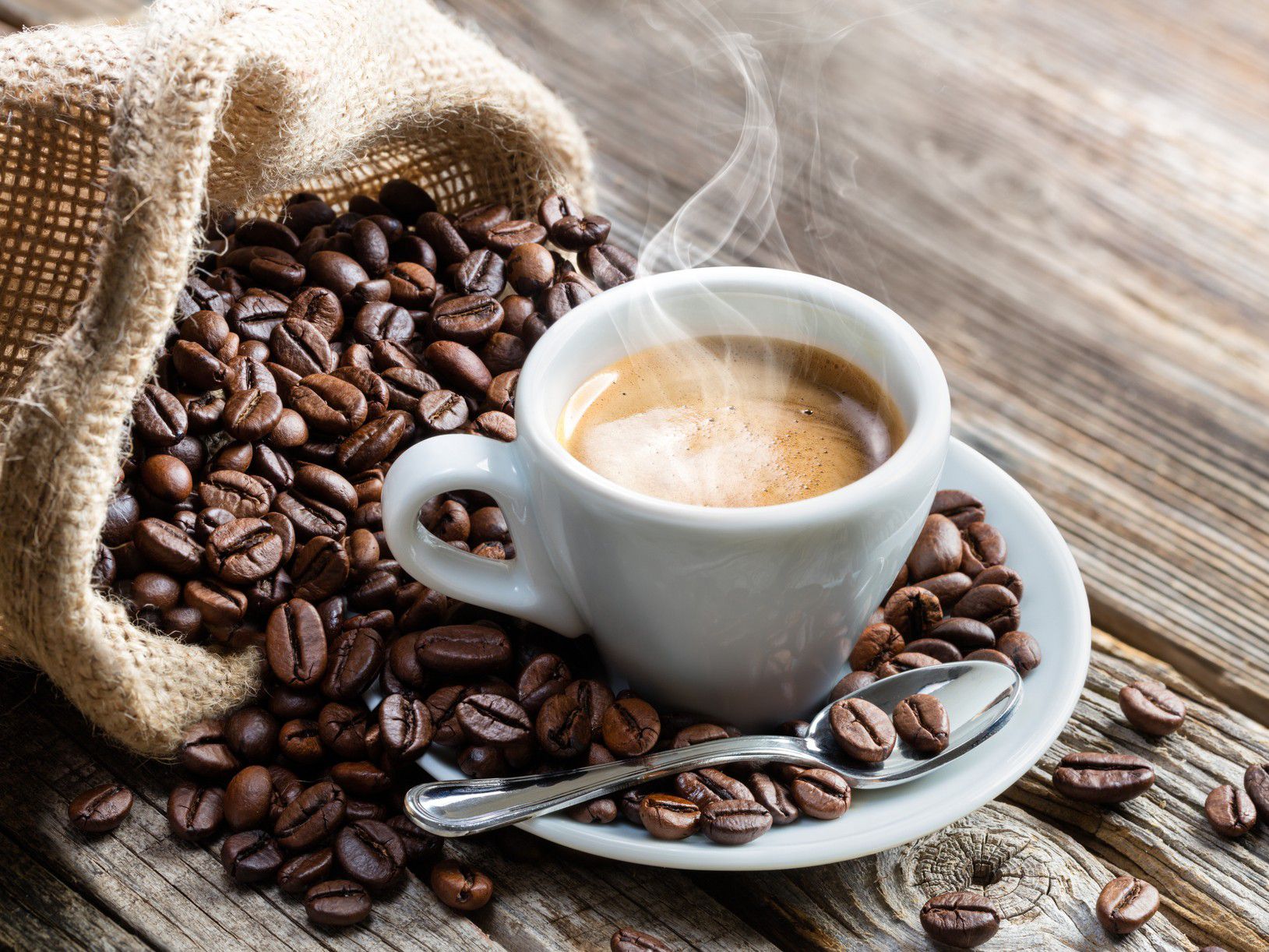 Coffee on table.