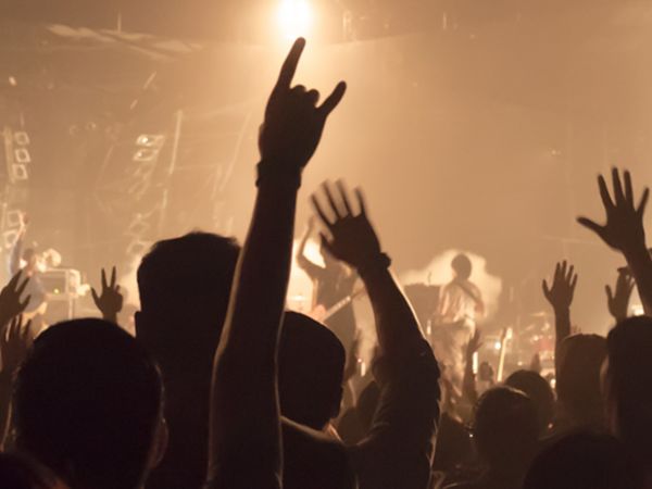 Crowd cheering at a concert