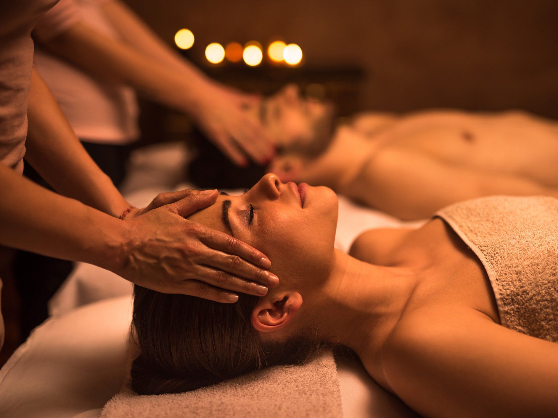 Couple getting a massage